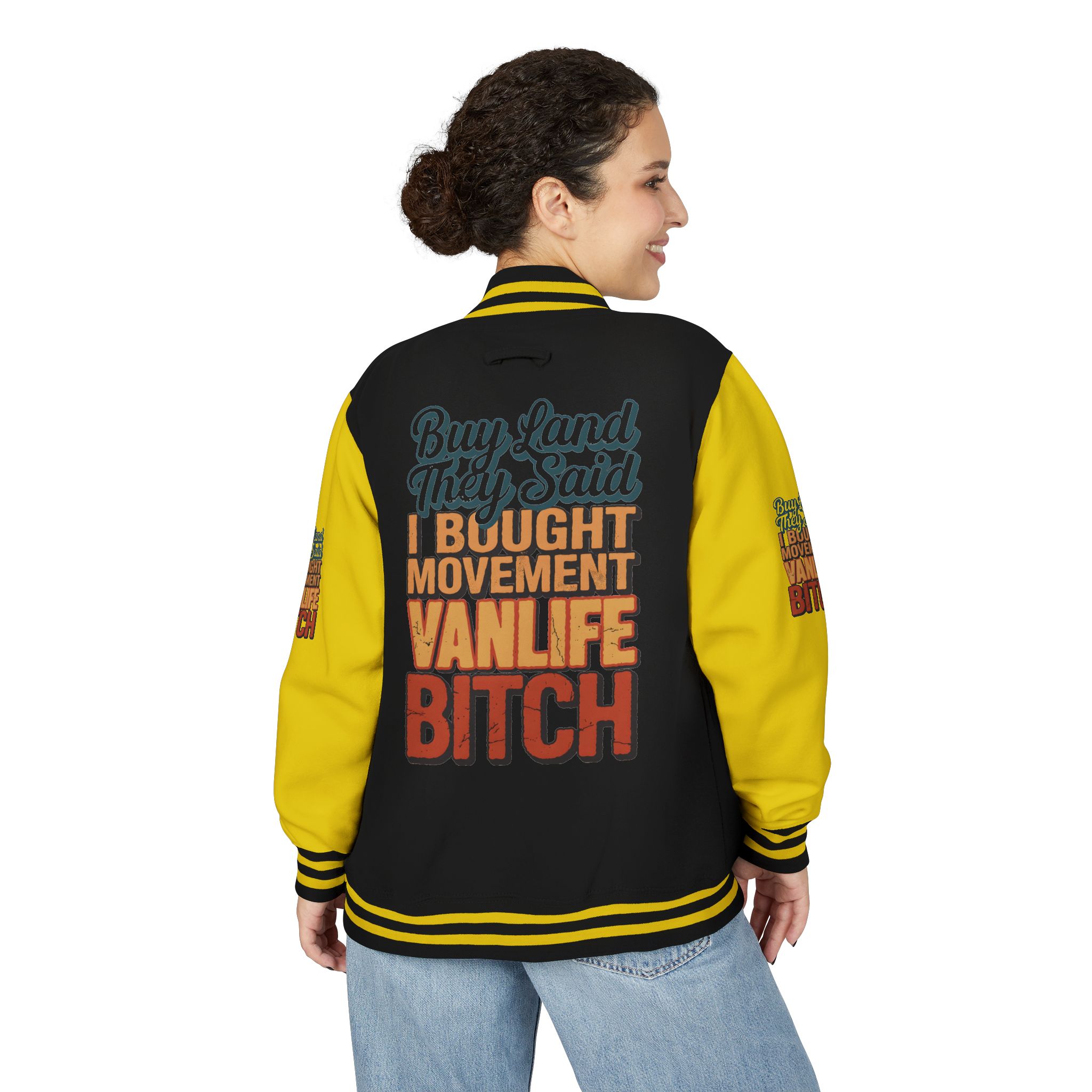 252081330593996271_2048-1.jpeg Unisex Heavyweight Letterman Jacket — "Buy Land They Said" Design F**K-Line