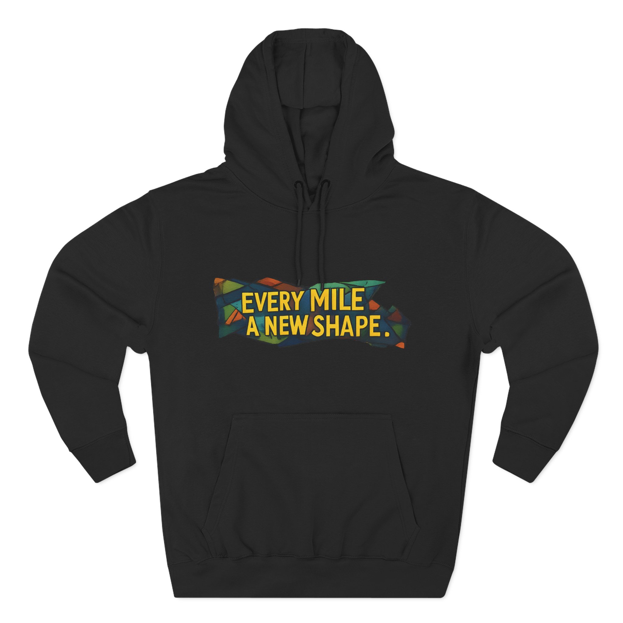 Three-Panel Fleece Hoodie - "Every Mile A New Shape" Design Cubic-Line