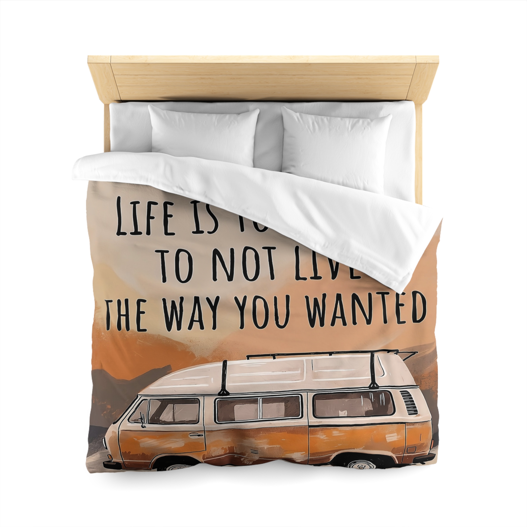 Duvet Cover — 'Vanlife - Life Is Too Short to Not Live the Way You Wanted' Camper Bedding