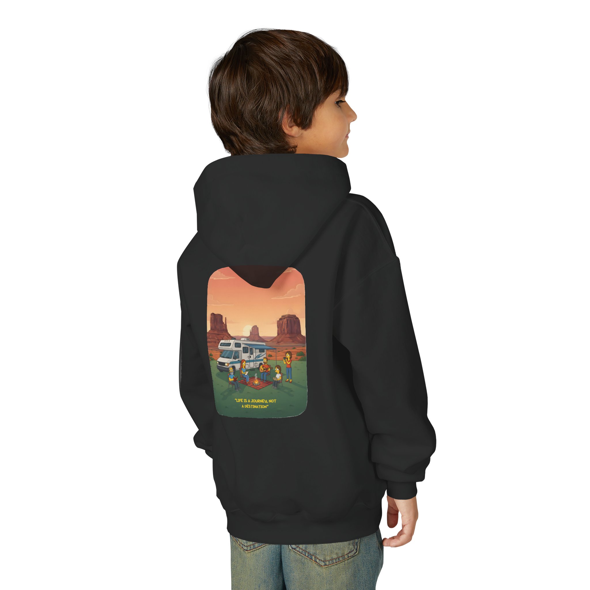 Youth Hoodie(Gildan) – "Life Is A Journey-Not A Destination" (Design Sitcom-Line)