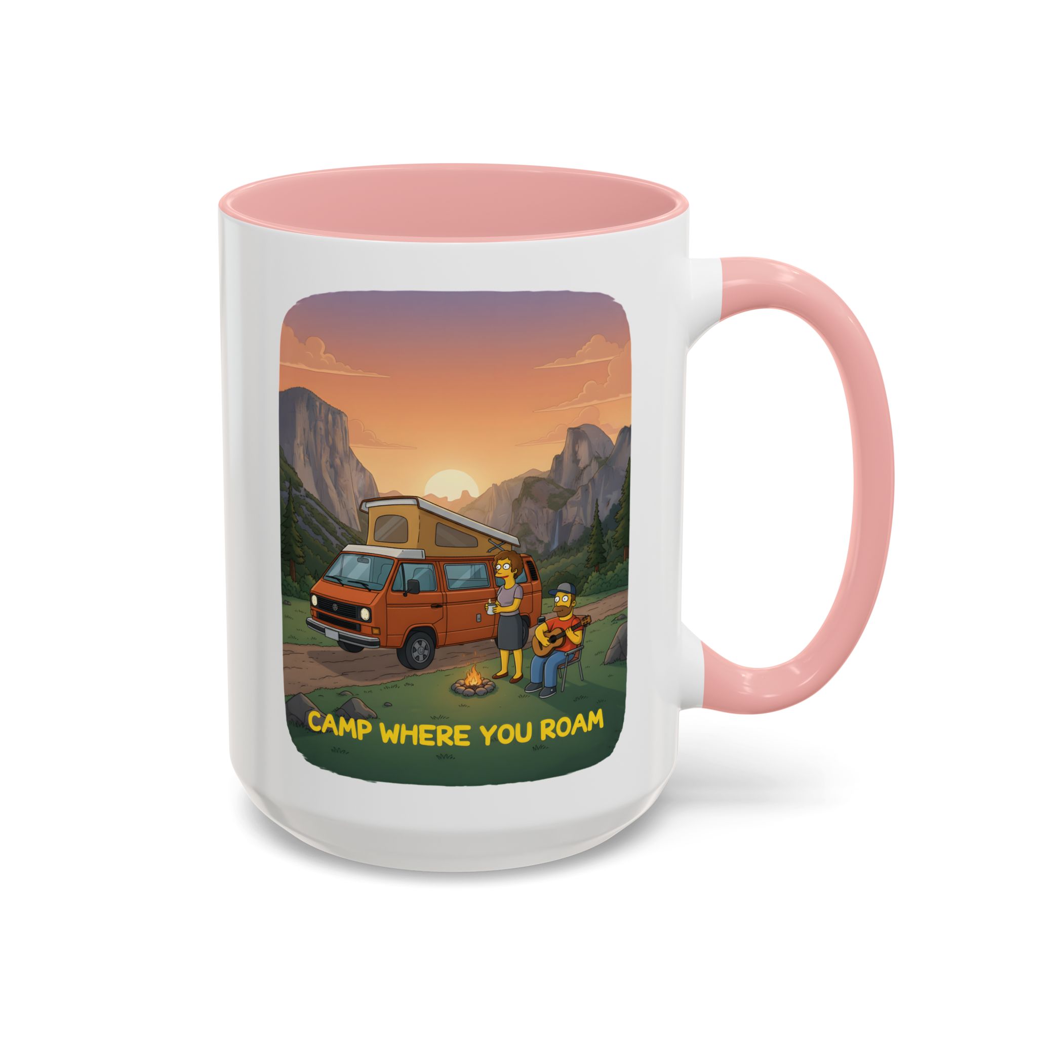 Accent Coffee Mug (11, 15oz) — "Camp Where You Roam" Design Sitcom-Line