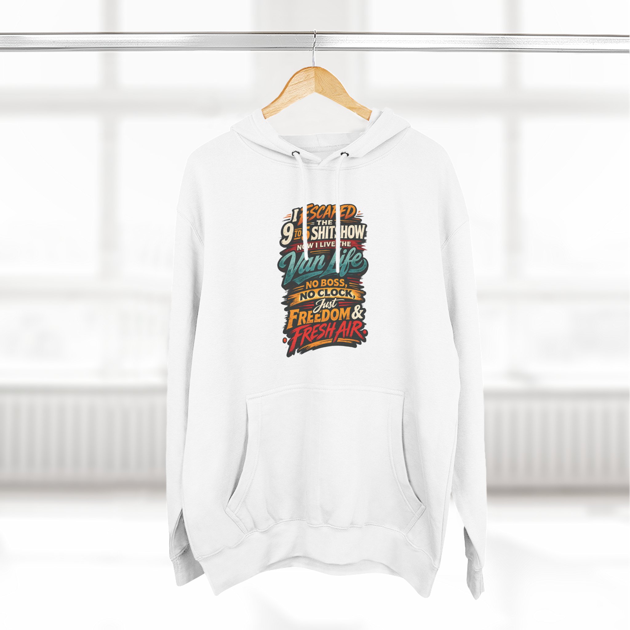 2536372008080210106_2048.jpeg Three-Panel Fleece Hoodie - "I Escaped The 9 To 5" Design F**K-Line