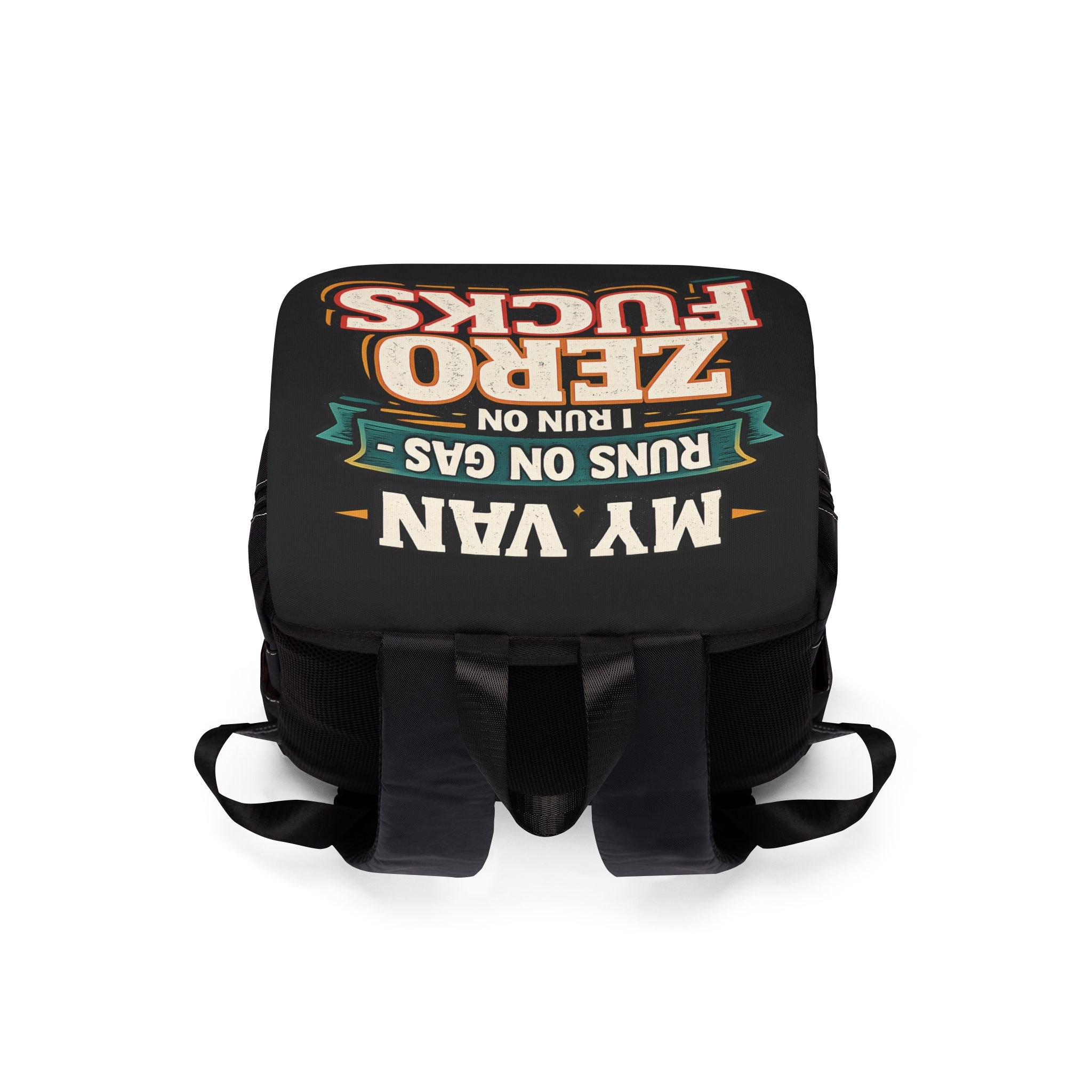 Unisex Casual Shoulder Backpack — "My Van Runs On Gas" Design F**K-Line