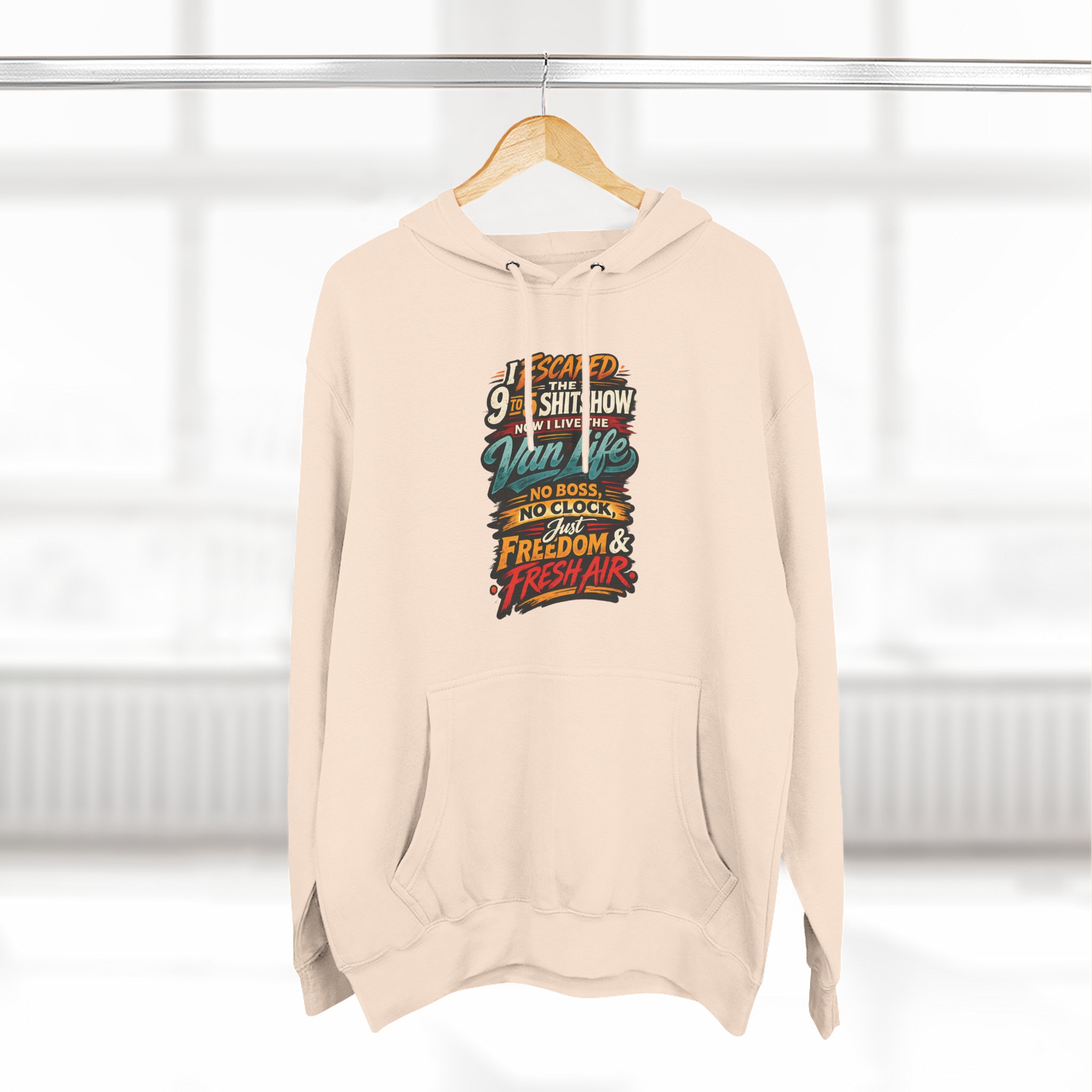 2537331271822410781_2048.jpeg Three-Panel Fleece Hoodie - "I Escaped The 9 To 5" Design F**K-Line