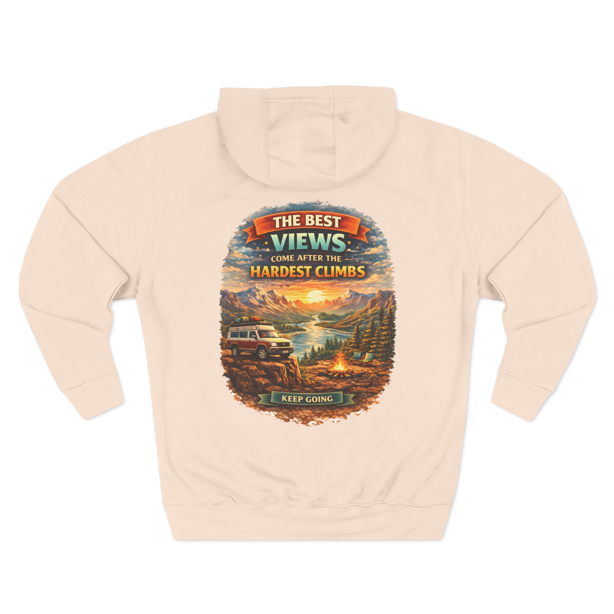 Three-Panel Fleece Hoodie - "The Best Views" Design Scenic-Line