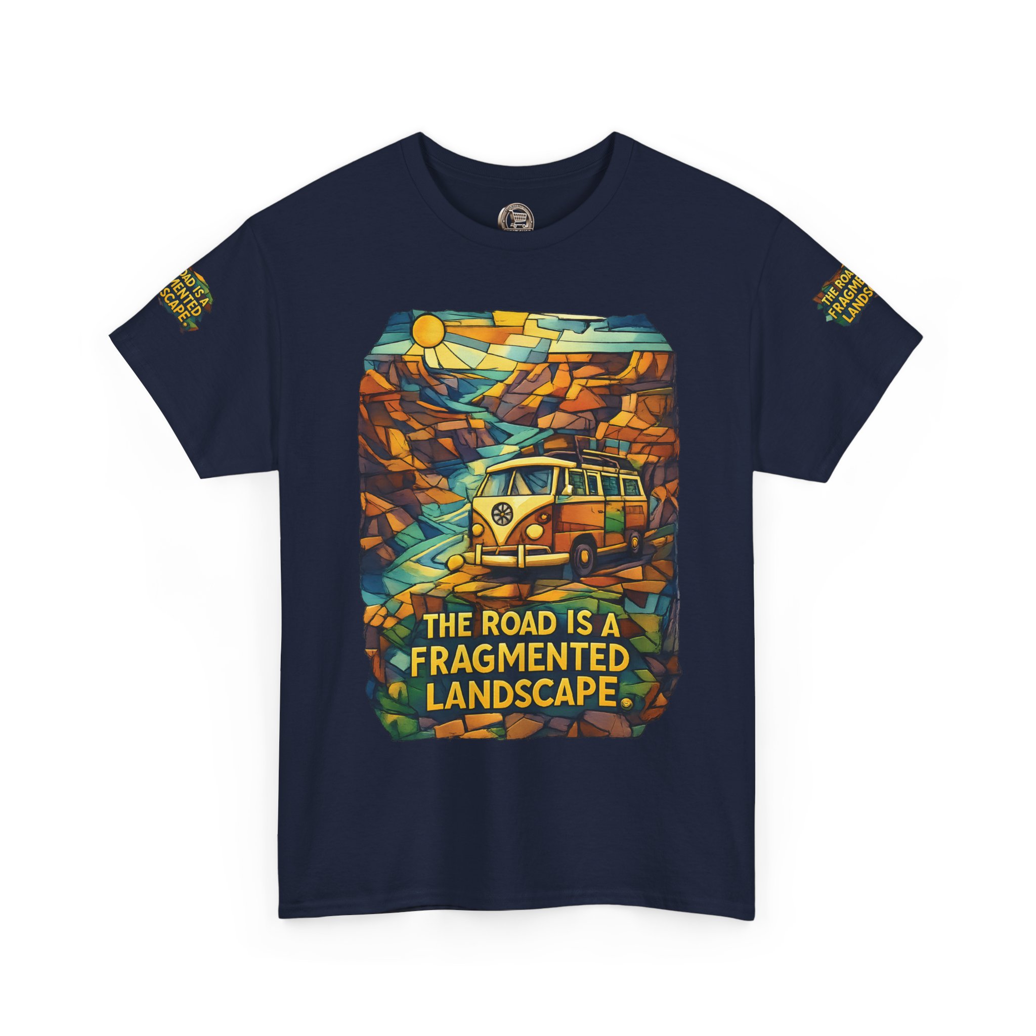 2538866782439950845_2048.jpeg Unisex Heavy Cotton Tee — "The Road Is A Fragmented Landscape" Design Cubic-Line
