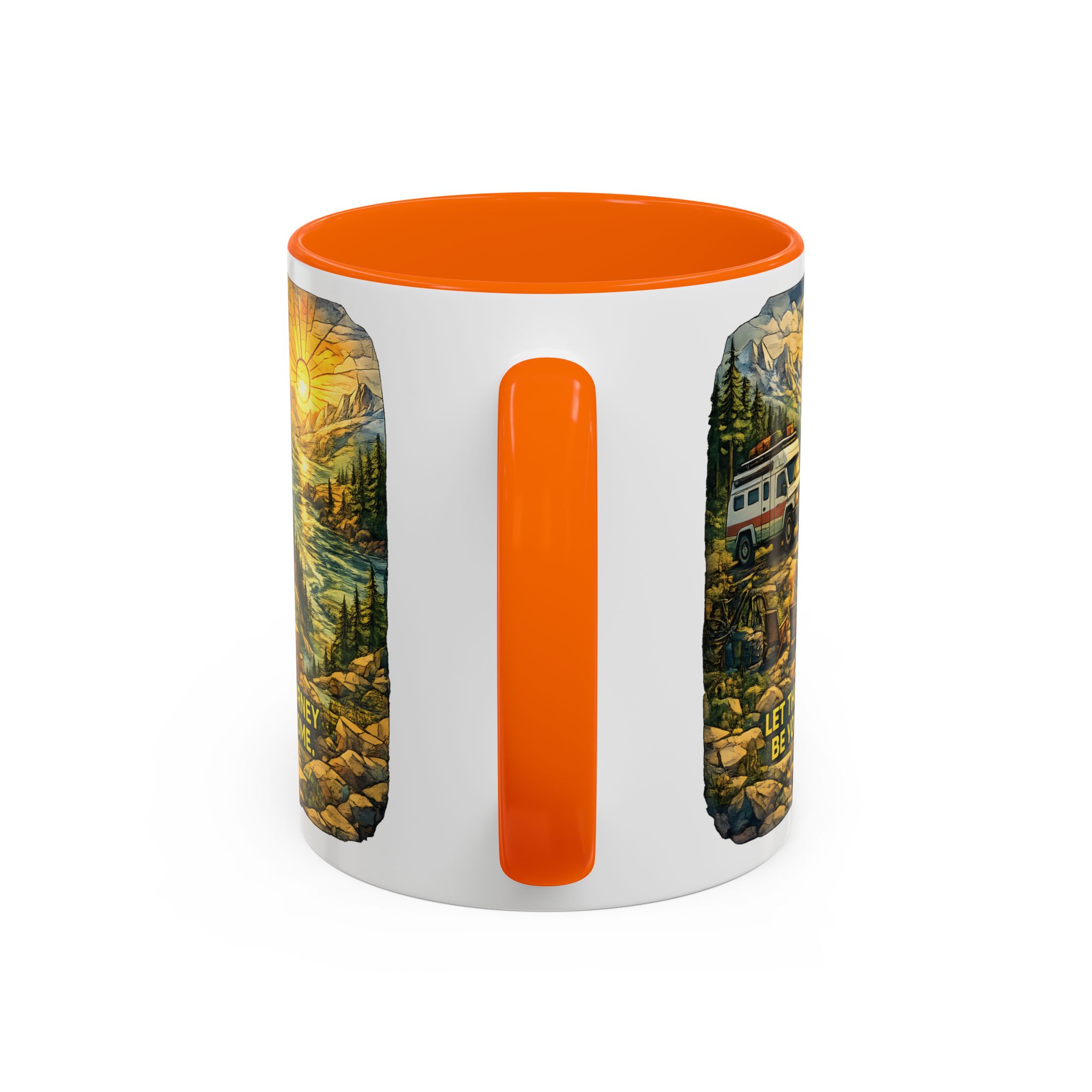 Accent Coffee Mug (11, 15oz) — "Let The Journey Be Your Home" Design Cubic-Line
