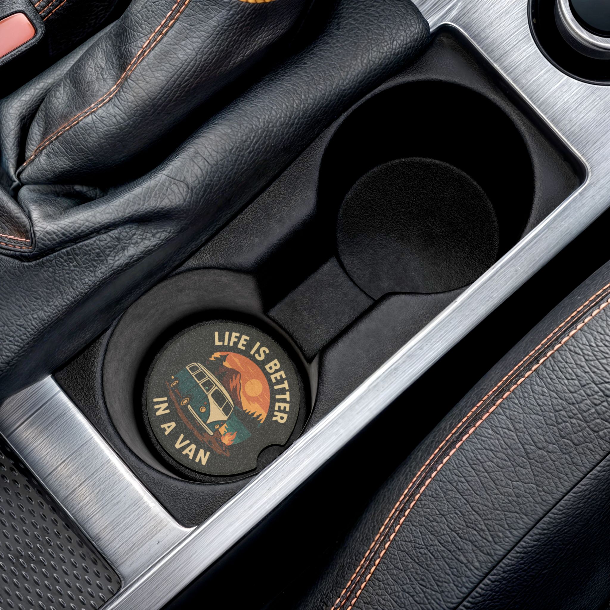 Soapstone Car Coaster — “Life Is Better in a Van” Vintage Camper Design