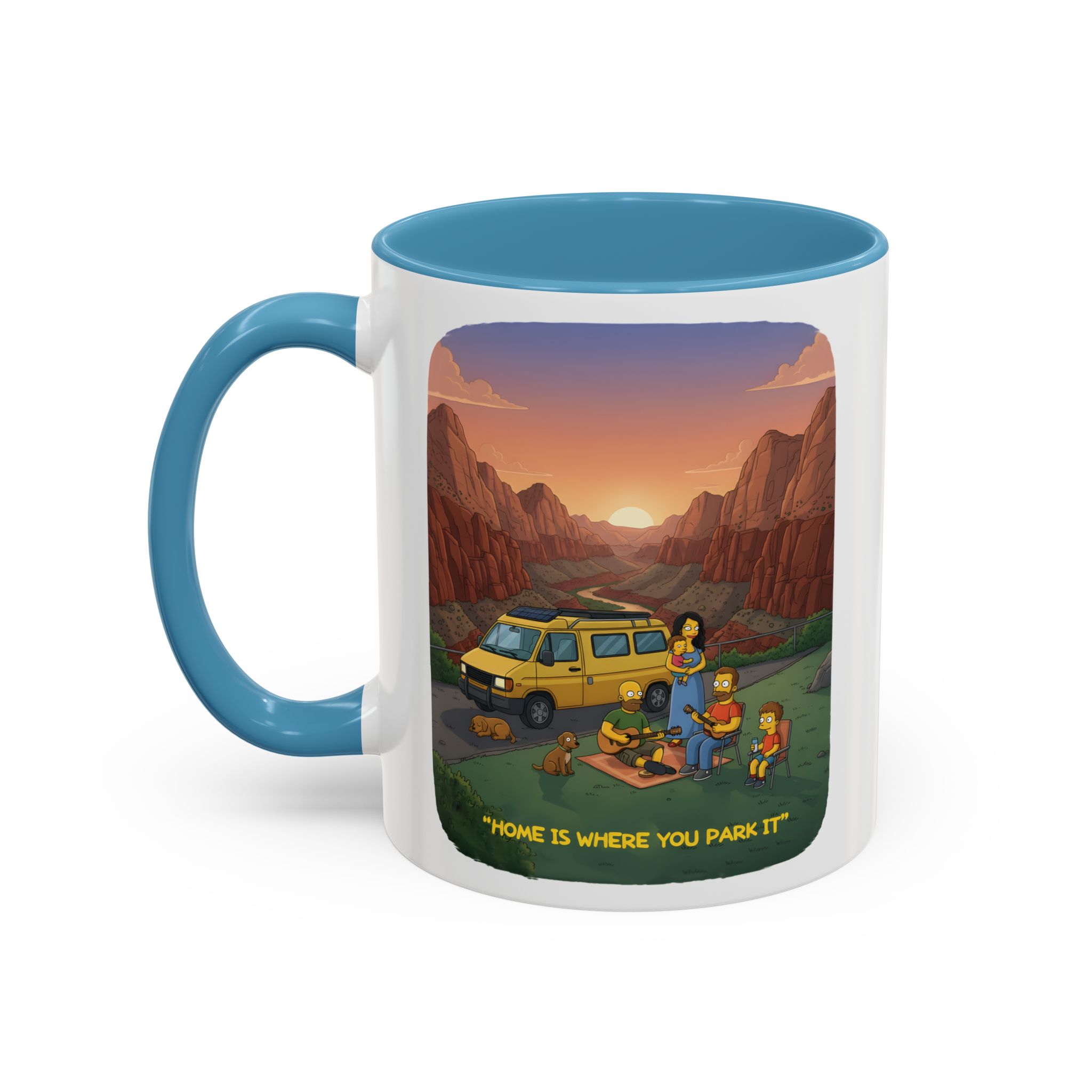 Accent Coffee Mug (11, 15oz) — "Home Is Where You Park It" Design Sitcom-Line