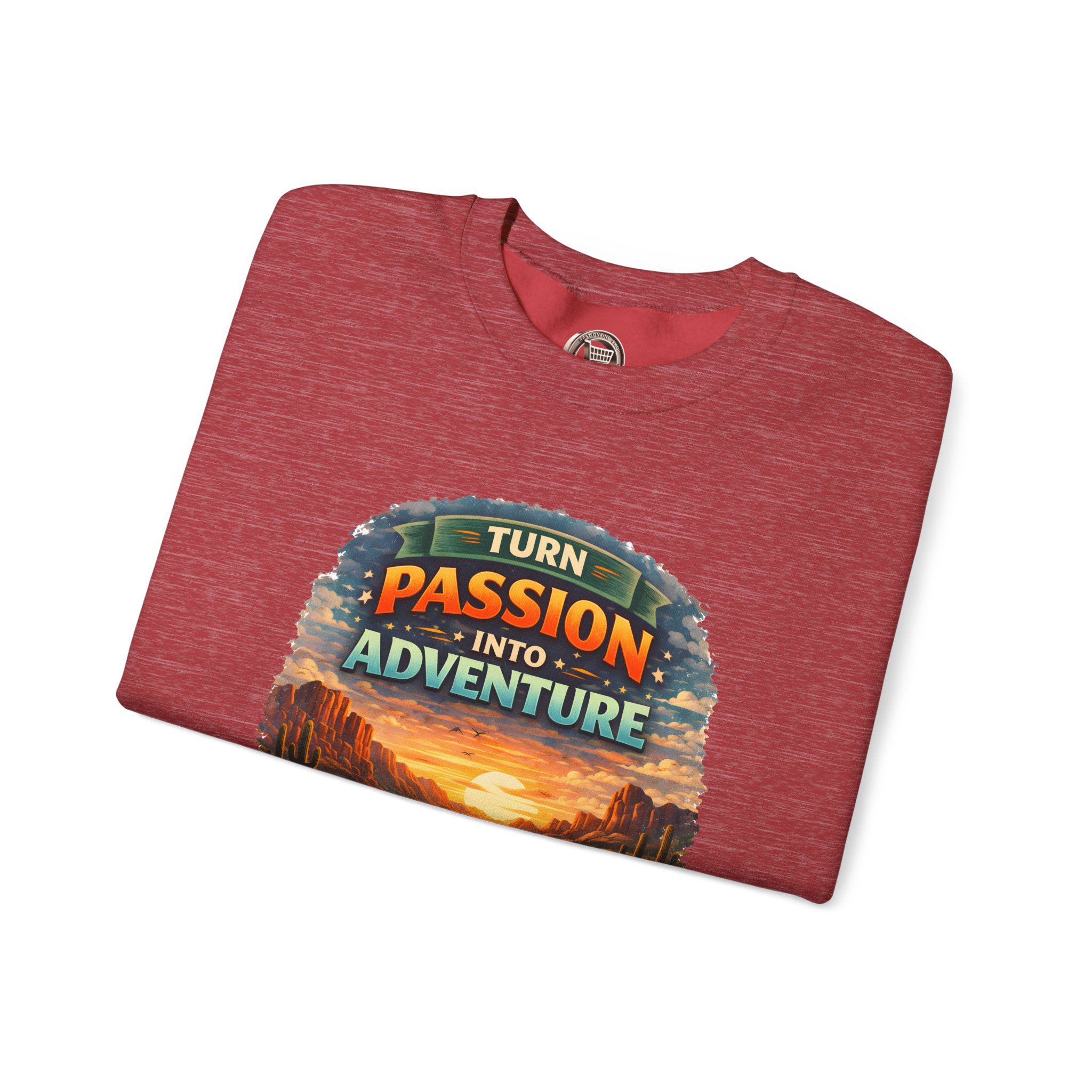 Unisex Heavy Blend™ Crewneck Sweatshirt — "Turn Passion Into Adventure" Design Scenic-Line