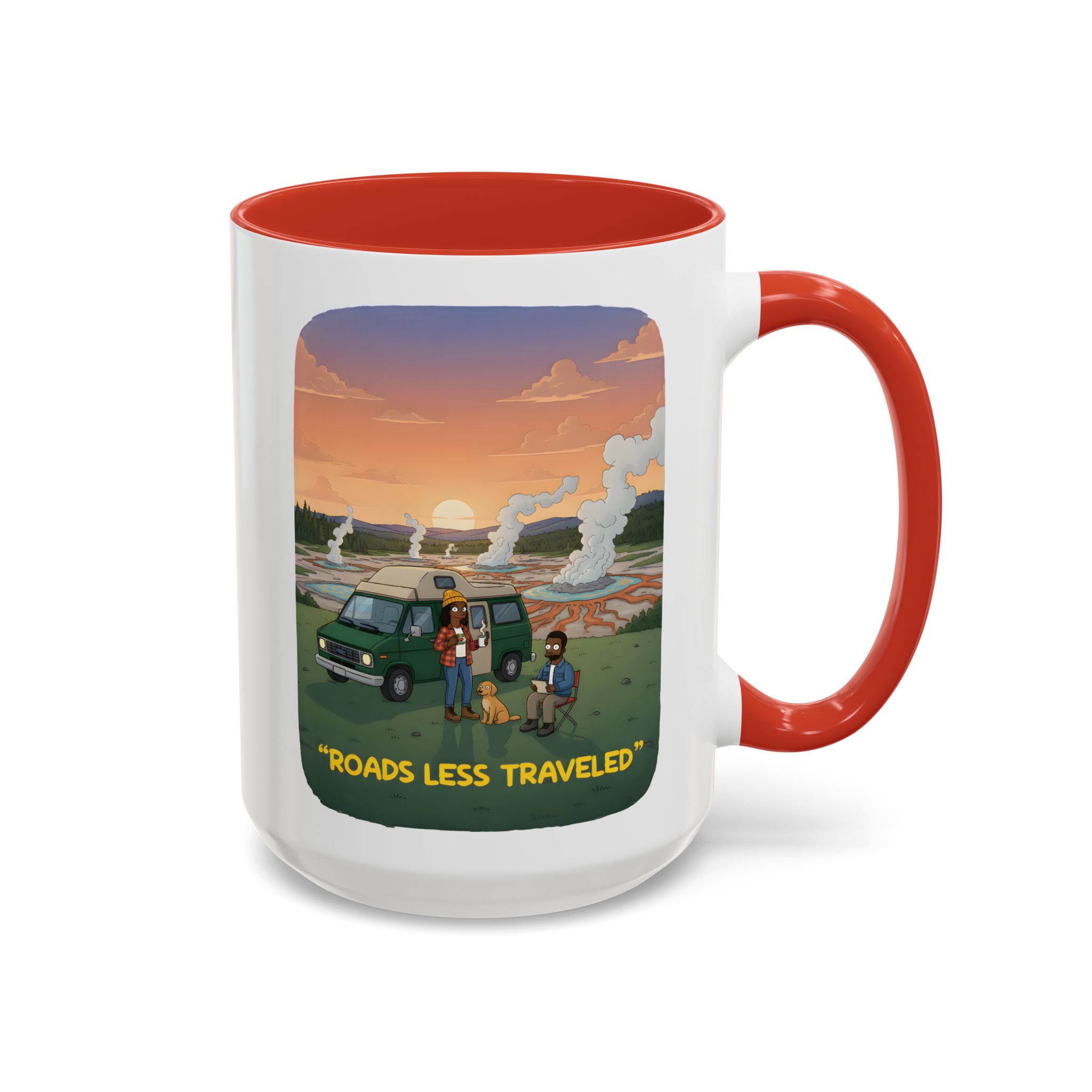 Accent Coffee Mug (11, 15oz) — "Roads Less Traveled" Design Sitcom-Line