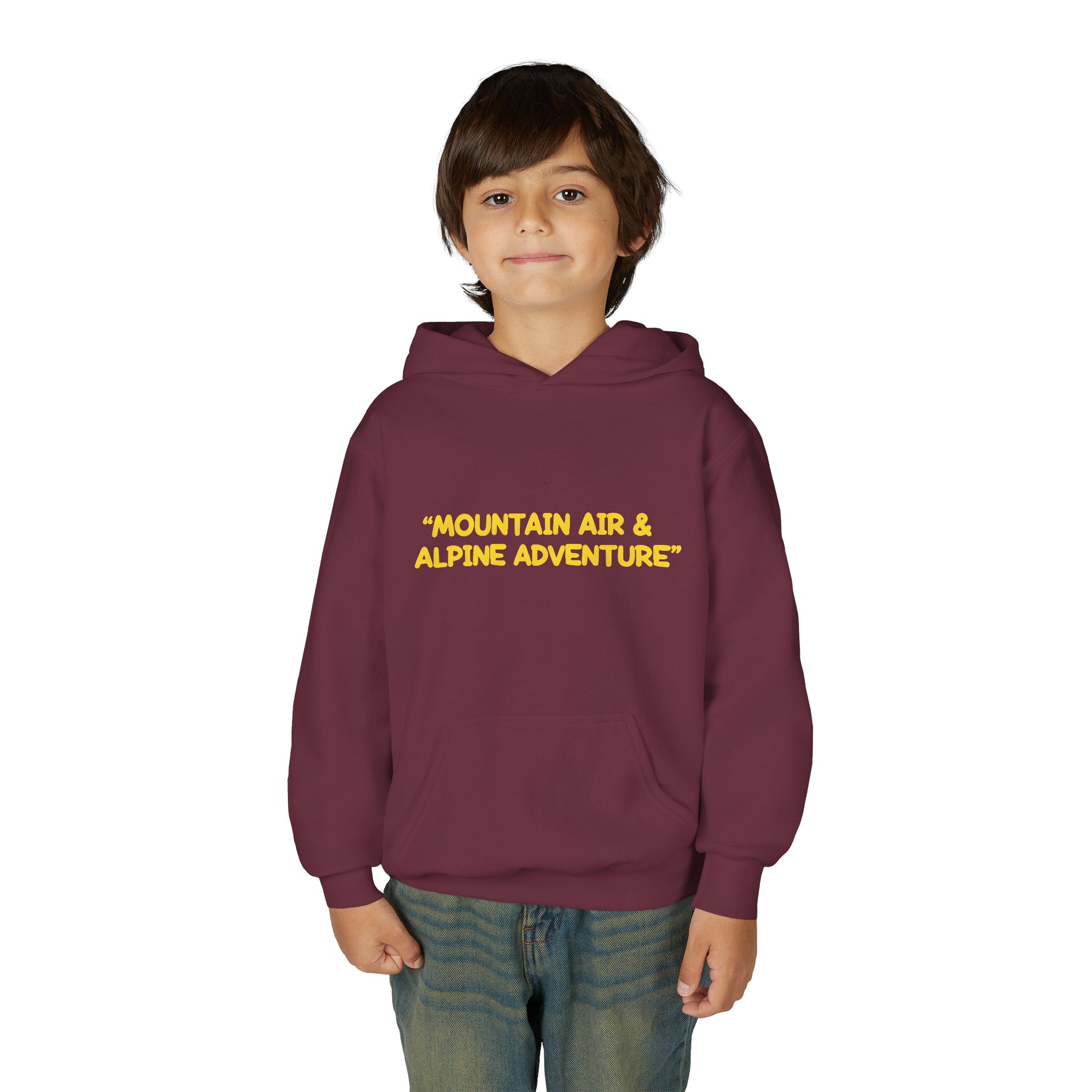 Youth Hoodie(Gildan) – "Mountain Air-Alpine Adventure" (Design Sitcom-Line)