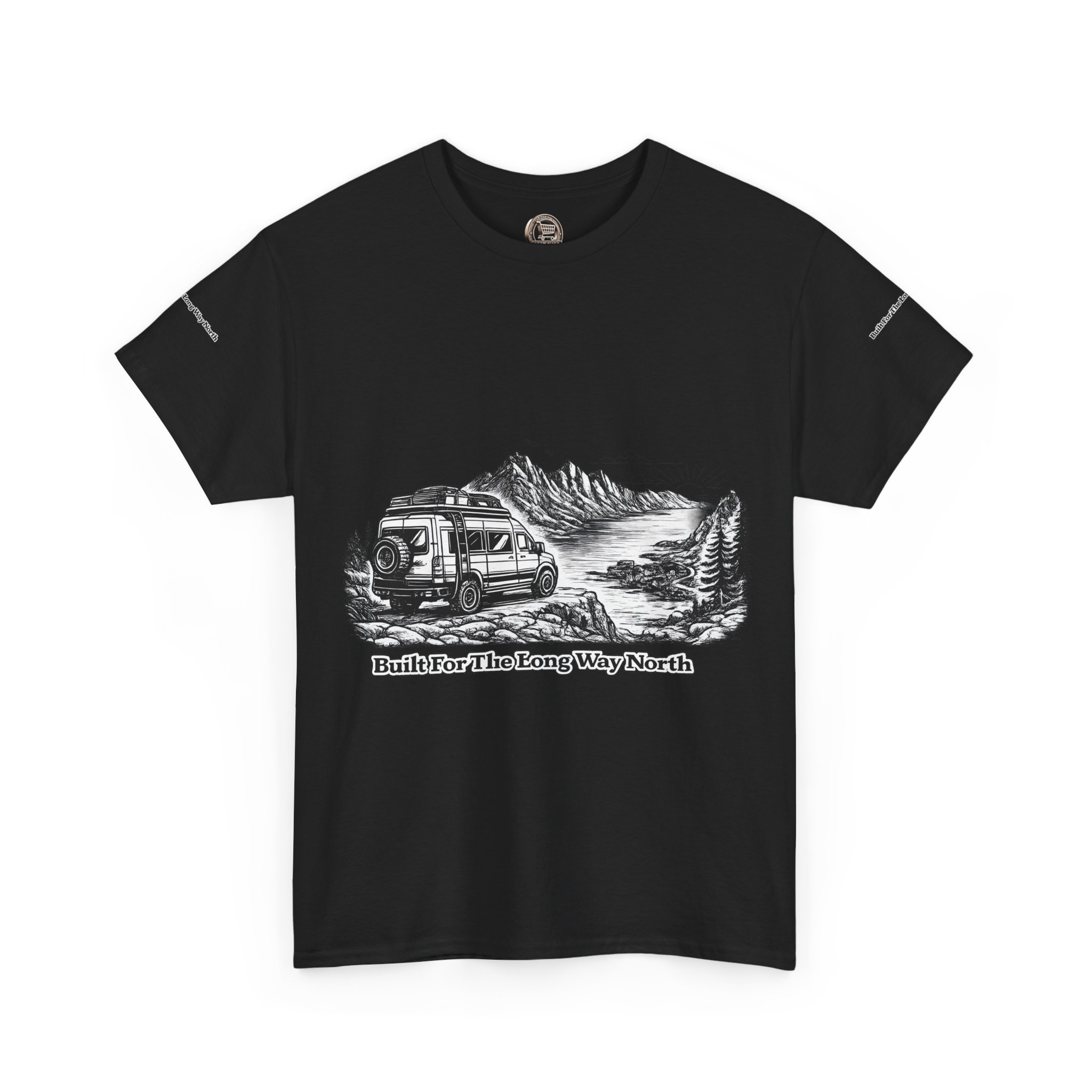 255743424405686604_2048.jpeg Unisex Heavy Cotton Tee — "Built For The Long Way North" Design Minimal-Line