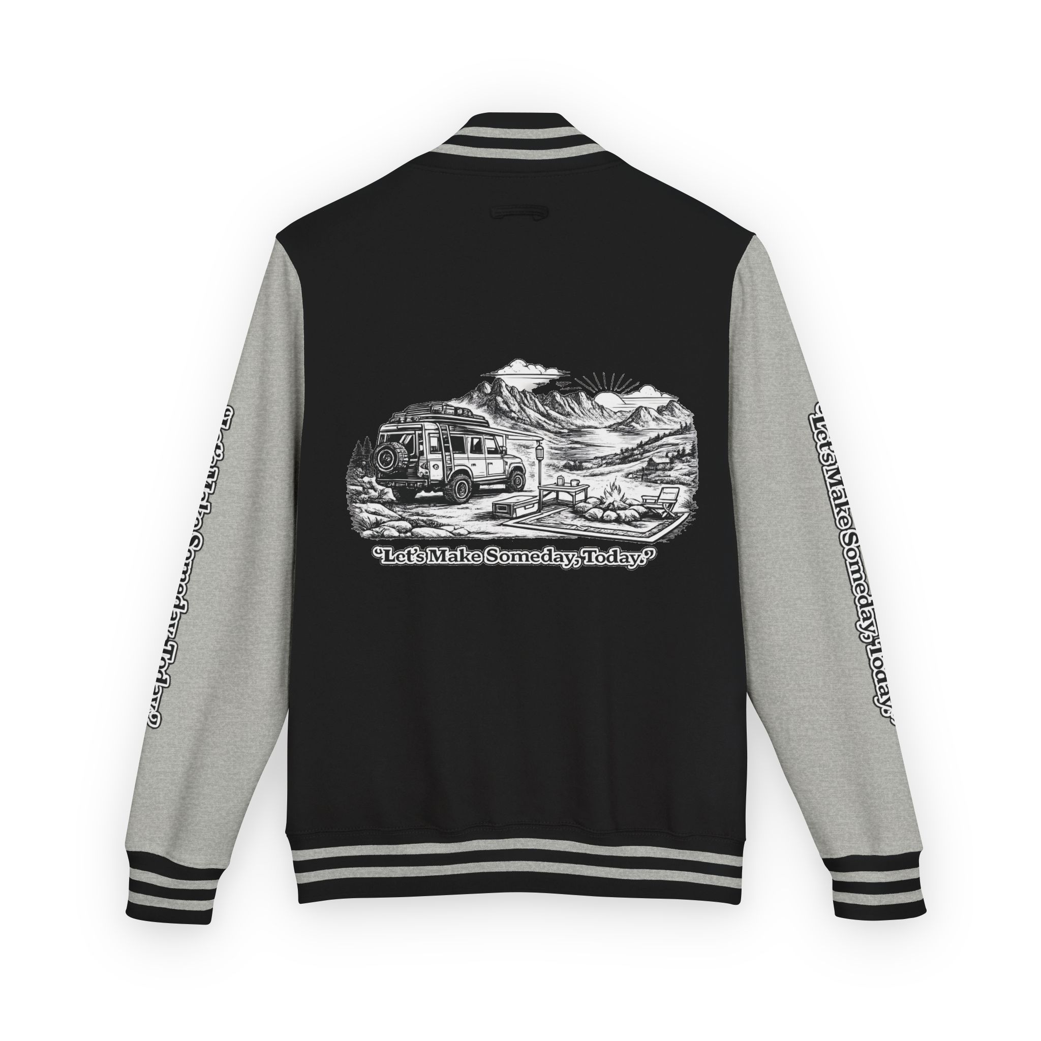 2569541229249646635_2048-1.jpeg Unisex Heavyweight Letterman Jacket — "Lets make Someday, Today?" Travel Varsity Coat