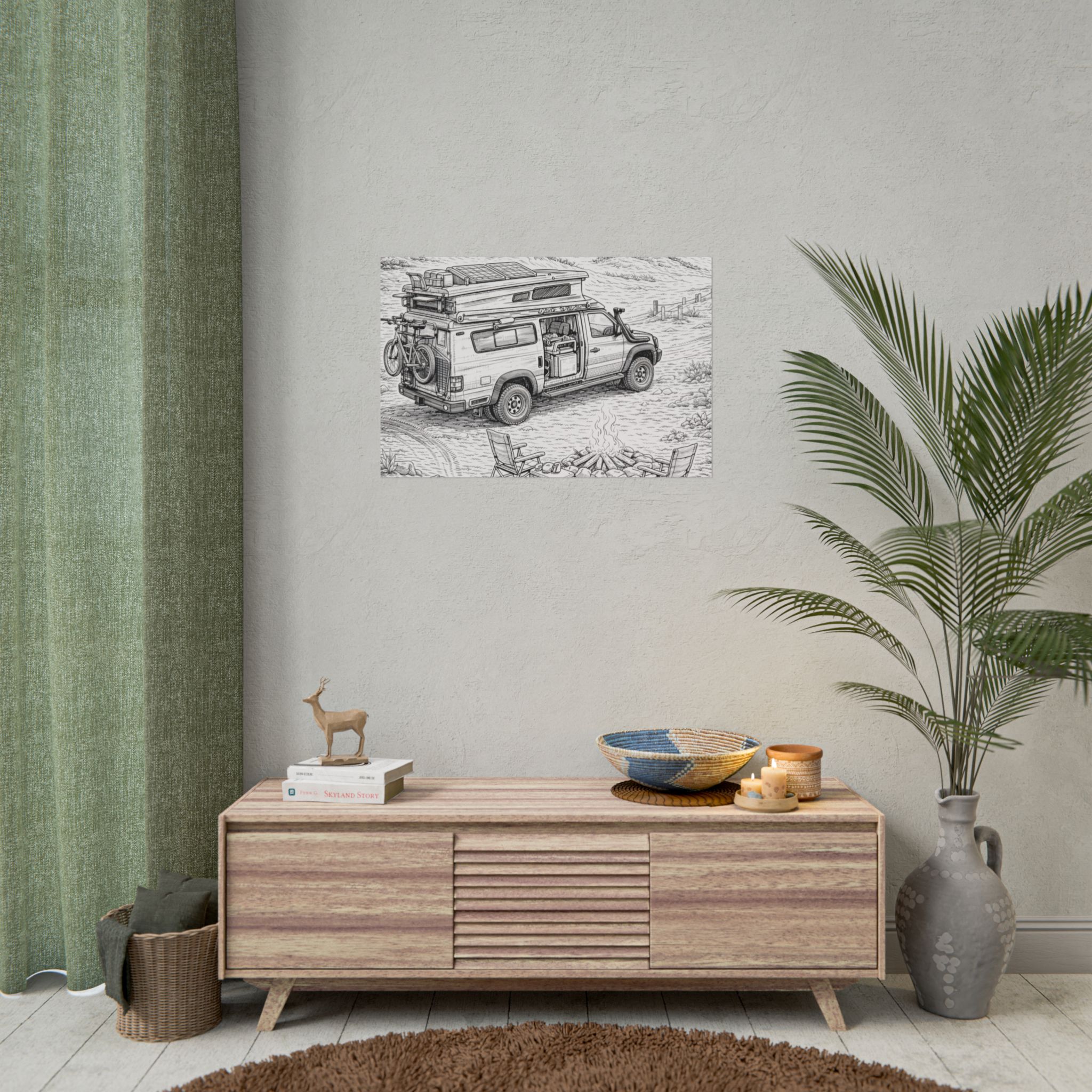 Campervan Poster — Vintage RV Camping Landscape Wall Art