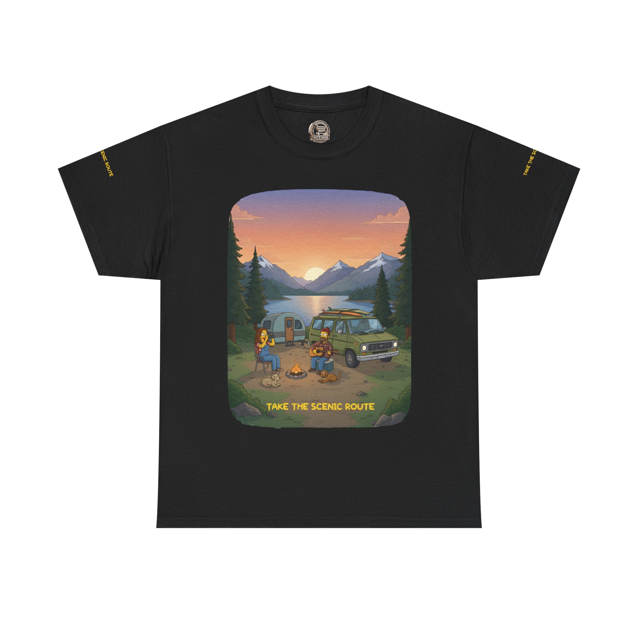 Unisex Heavy Cotton Tee — "Take The Scenic Route" Design Sitcom-Line