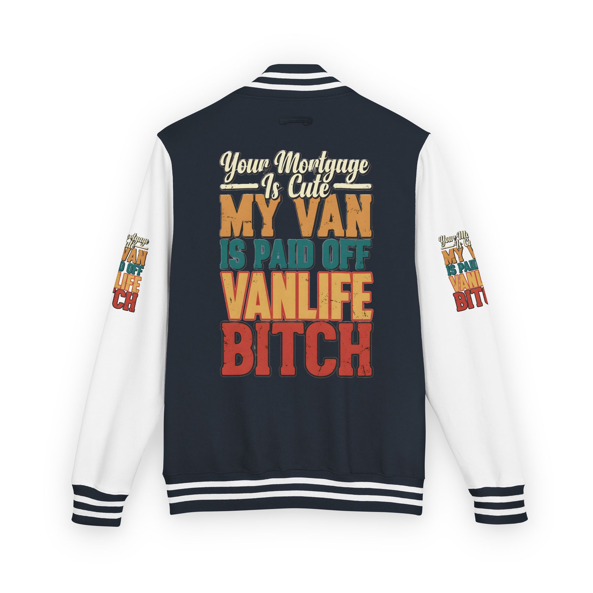 Unisex Heavyweight Letterman Jacket — "Your Mortgage Is Cute" Design F**K-Line
