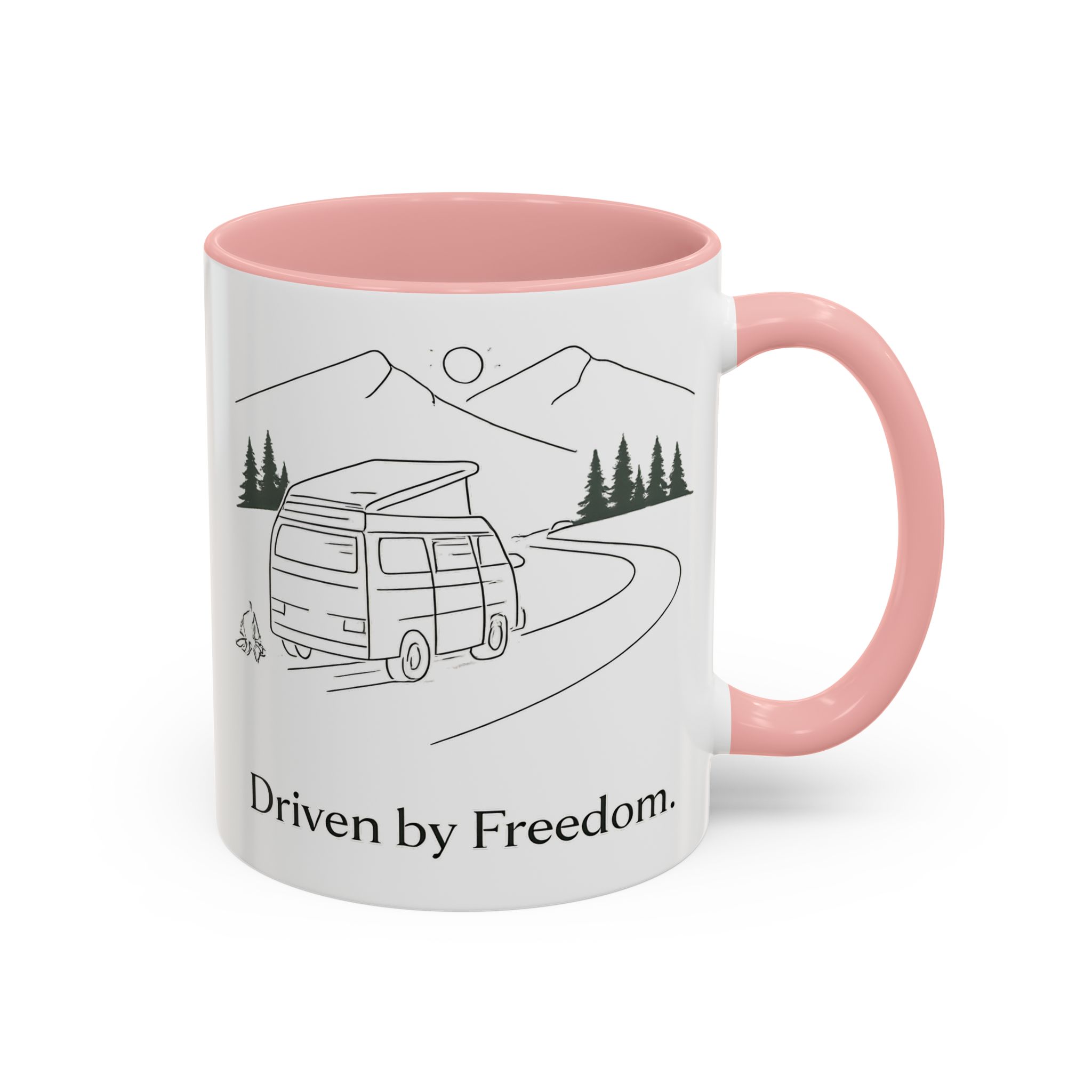 Accent Coffee Mug (11, 15oz) — "Driven By Freedom" Design Minimal-Line