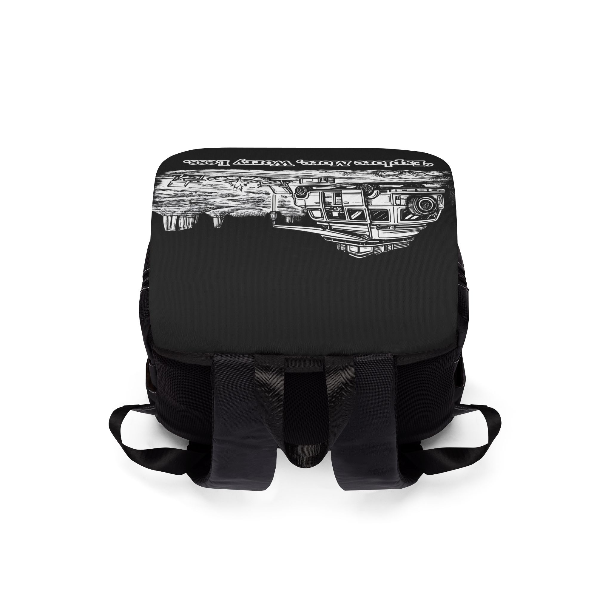 259328972781275957_2048.jpeg Unisex Casual Shoulder Backpack — "Explore More Worry Less" Design Minimal-Line
