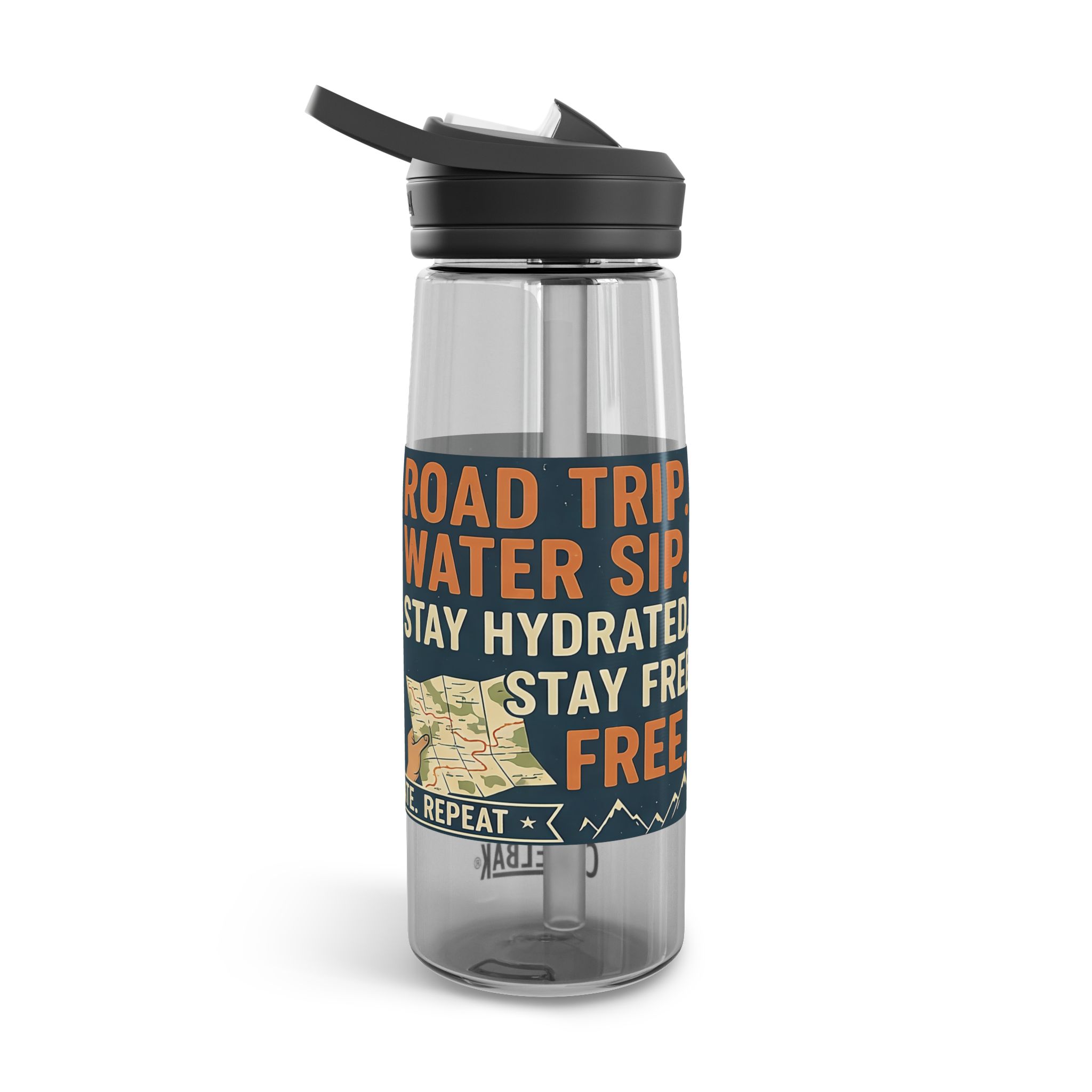 Water Bottle — CamelBak Eddy 20/25oz, "Road. Water. Stay Wild."