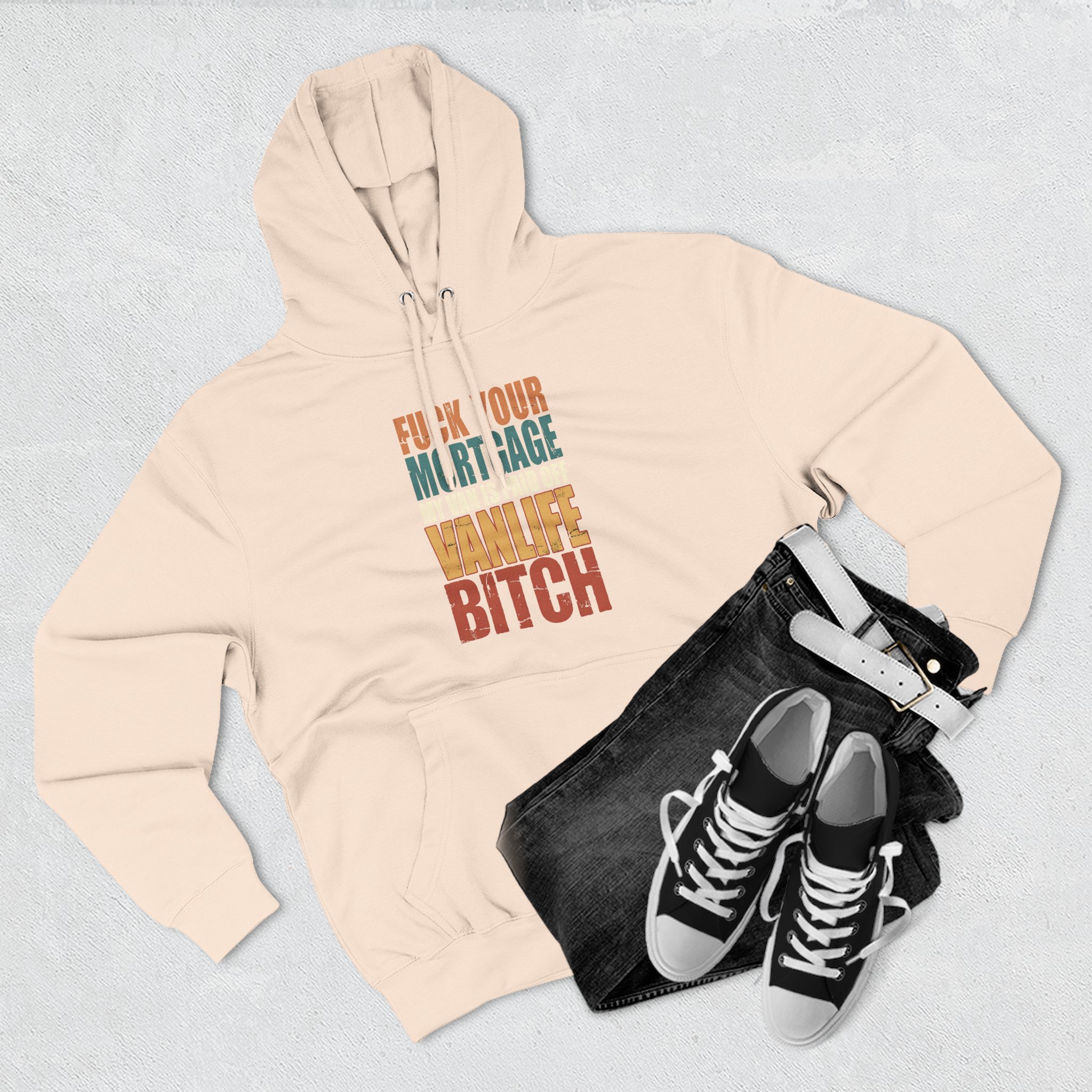 Three-Panel Fleece Hoodie - "Fuck Your Mortgage" Design F**K-Line