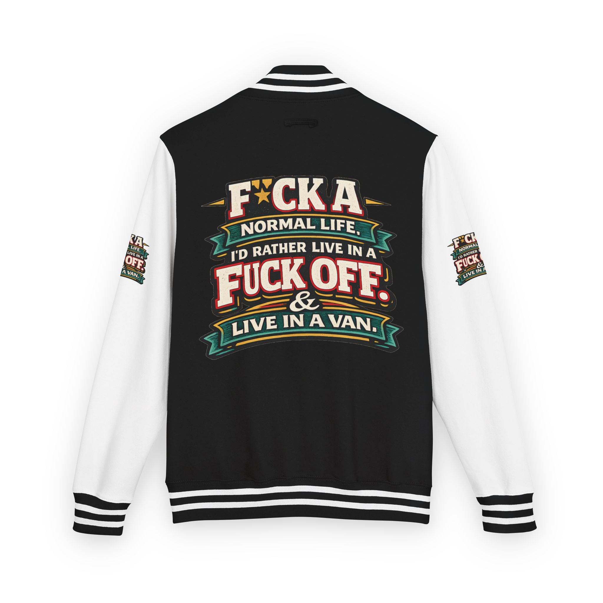 Unisex Heavyweight Letterman Jacket — "Fuck A Normal Life" Design F**K-Line