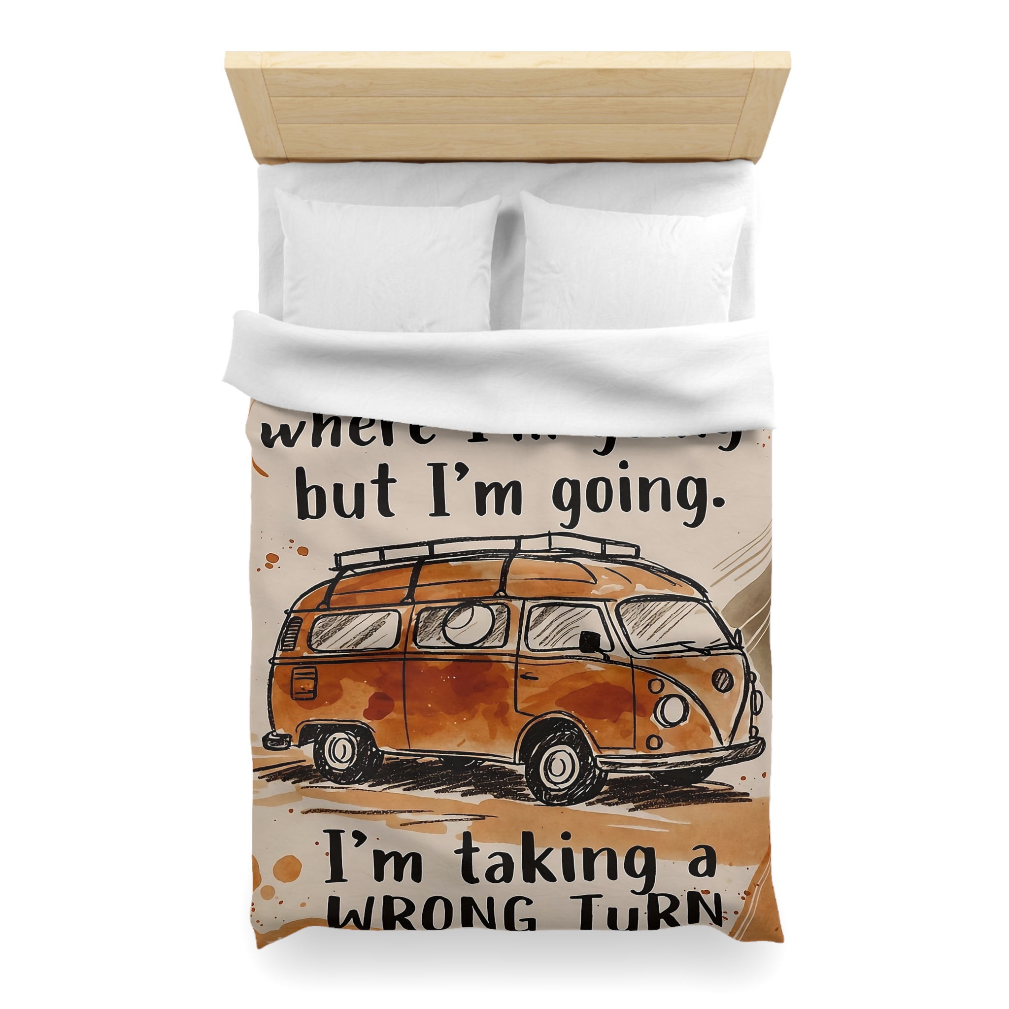 Duvet Cover - 'I Don't Know Where I'm Going' Vintage Camper Quote Microfiber Duvet