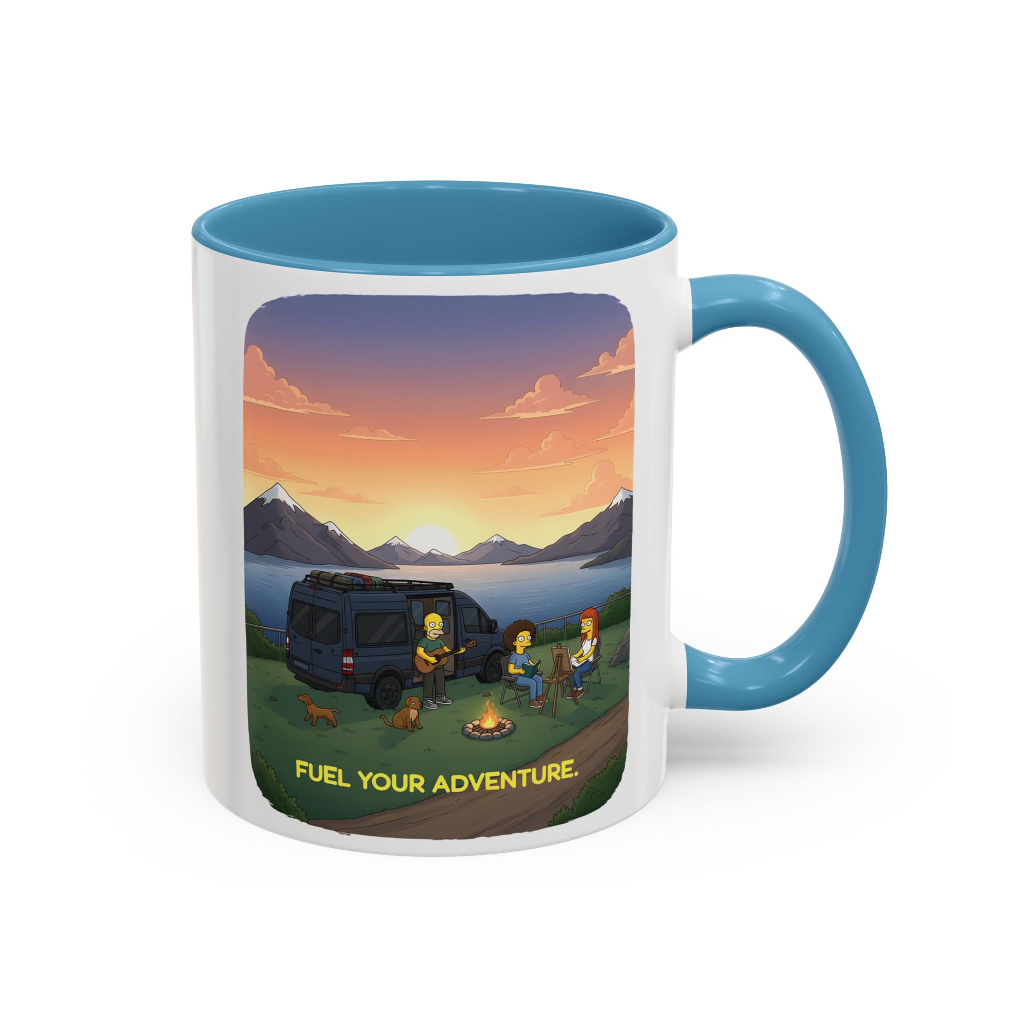 Accent Coffee Mug (11, 15oz) — "Fuel Your Adventure" Design Sitcom-Line
