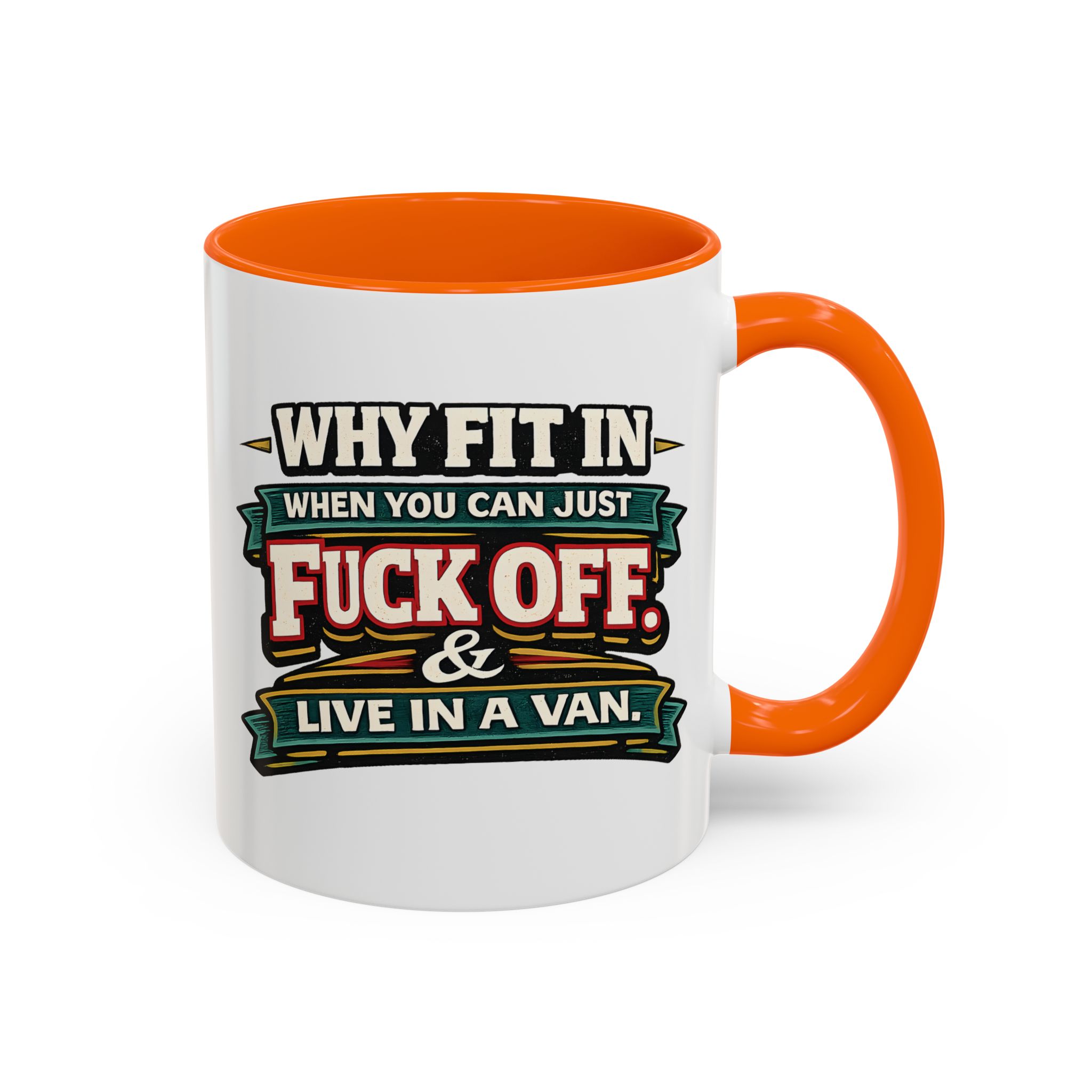 Accent Coffee Mug (11, 15oz) — "Why Fit In" Design F**K-Line