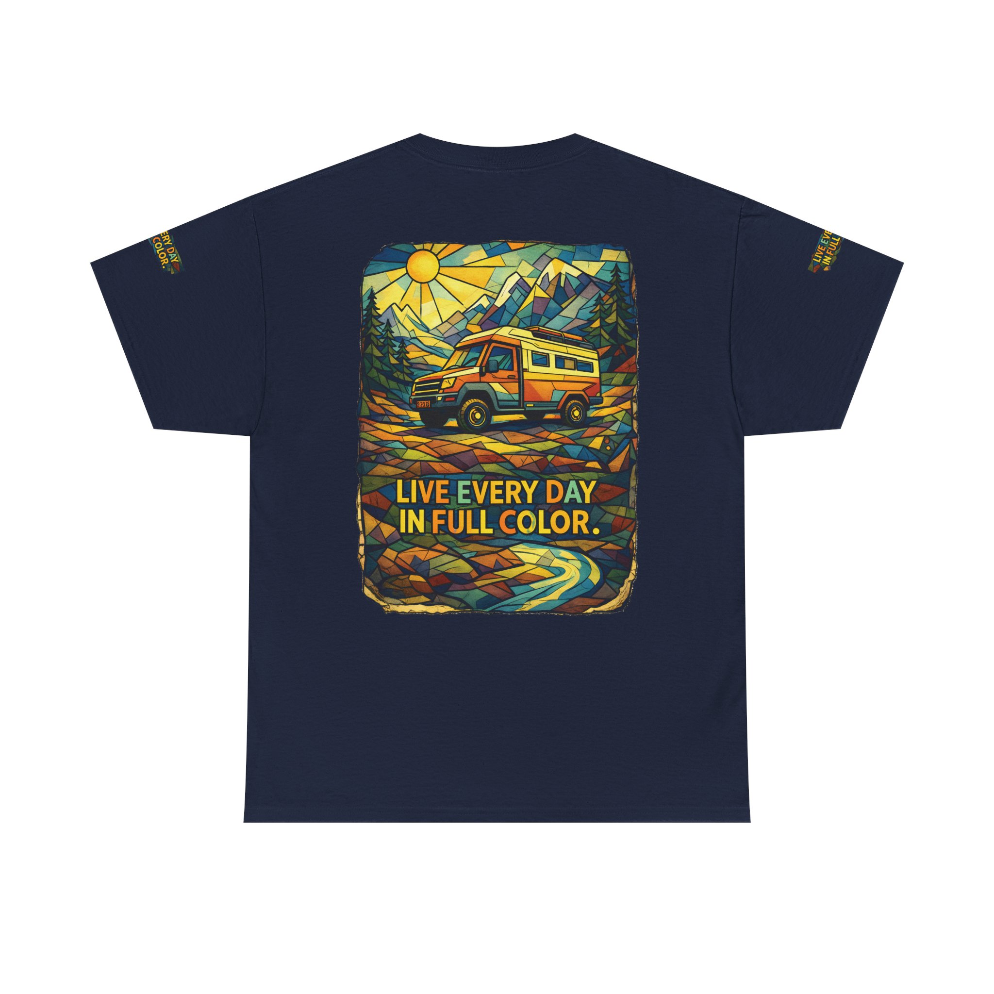 2602800701778694942_2048.jpeg Unisex Heavy Cotton Tee — "Live Life Every Day In Full Color" Design Cubic-Line