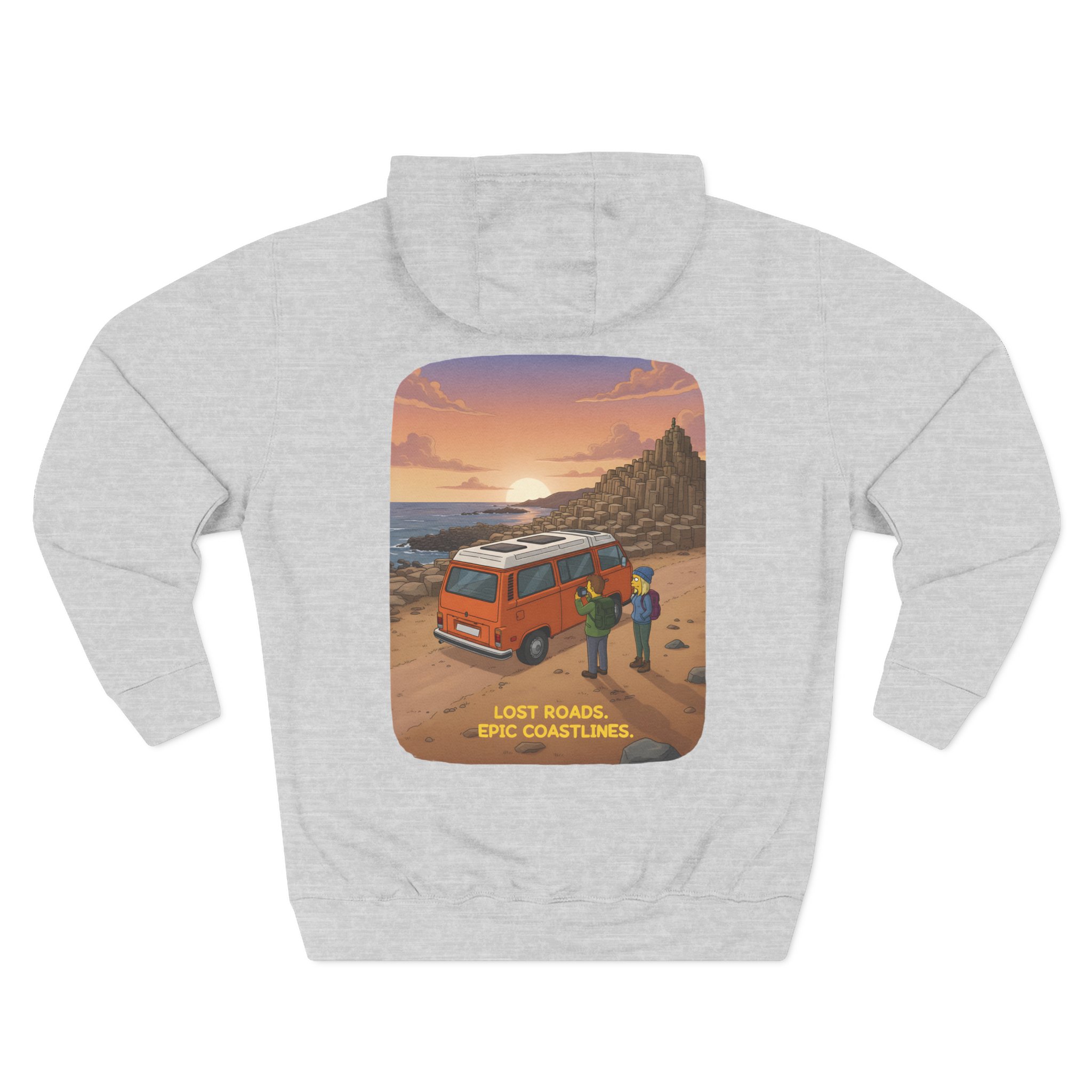 Three-Panel Fleece Hoodie - "Lost Roads Epic Coastlines" Design Sitcom-Line