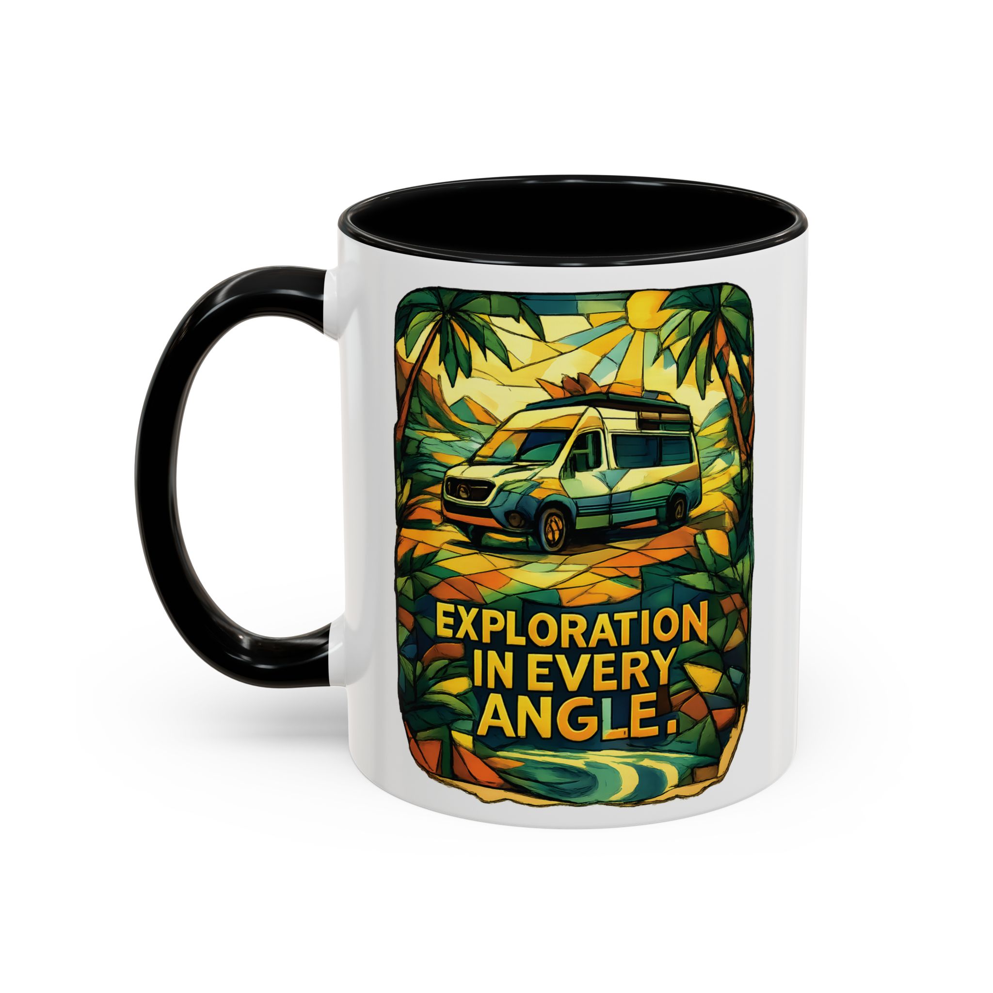Accent Coffee Mug (11, 15oz) — "Exploration In Every Angle" Design Cubic-Line