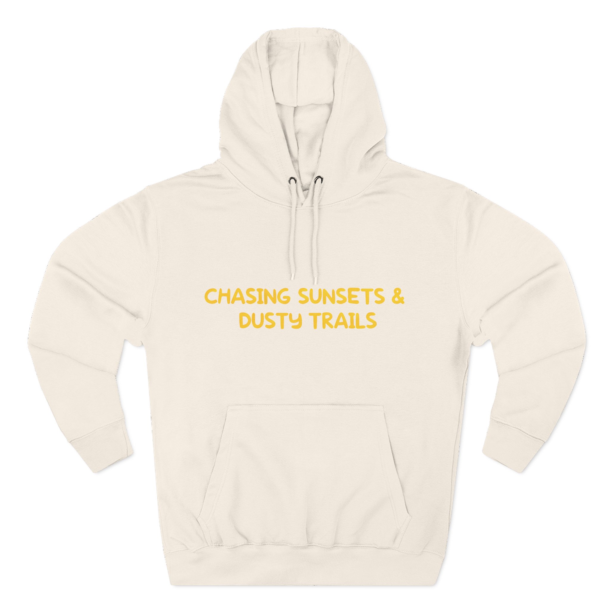 Three-Panel Fleece Hoodie - "Chasing Sunsets And Dusty Trails" Design Sitcom-Line