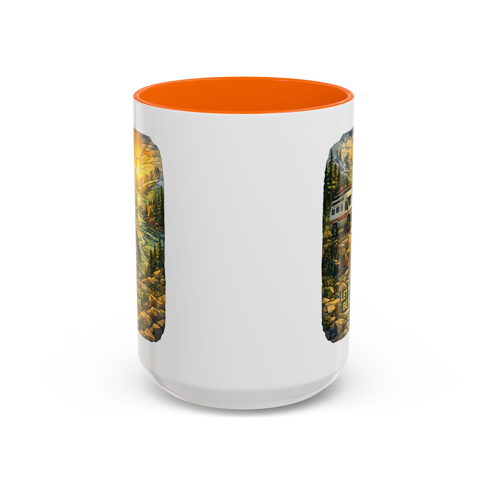 Accent Coffee Mug (11, 15oz) — "Let The Journey Be Your Home" Design Cubic-Line