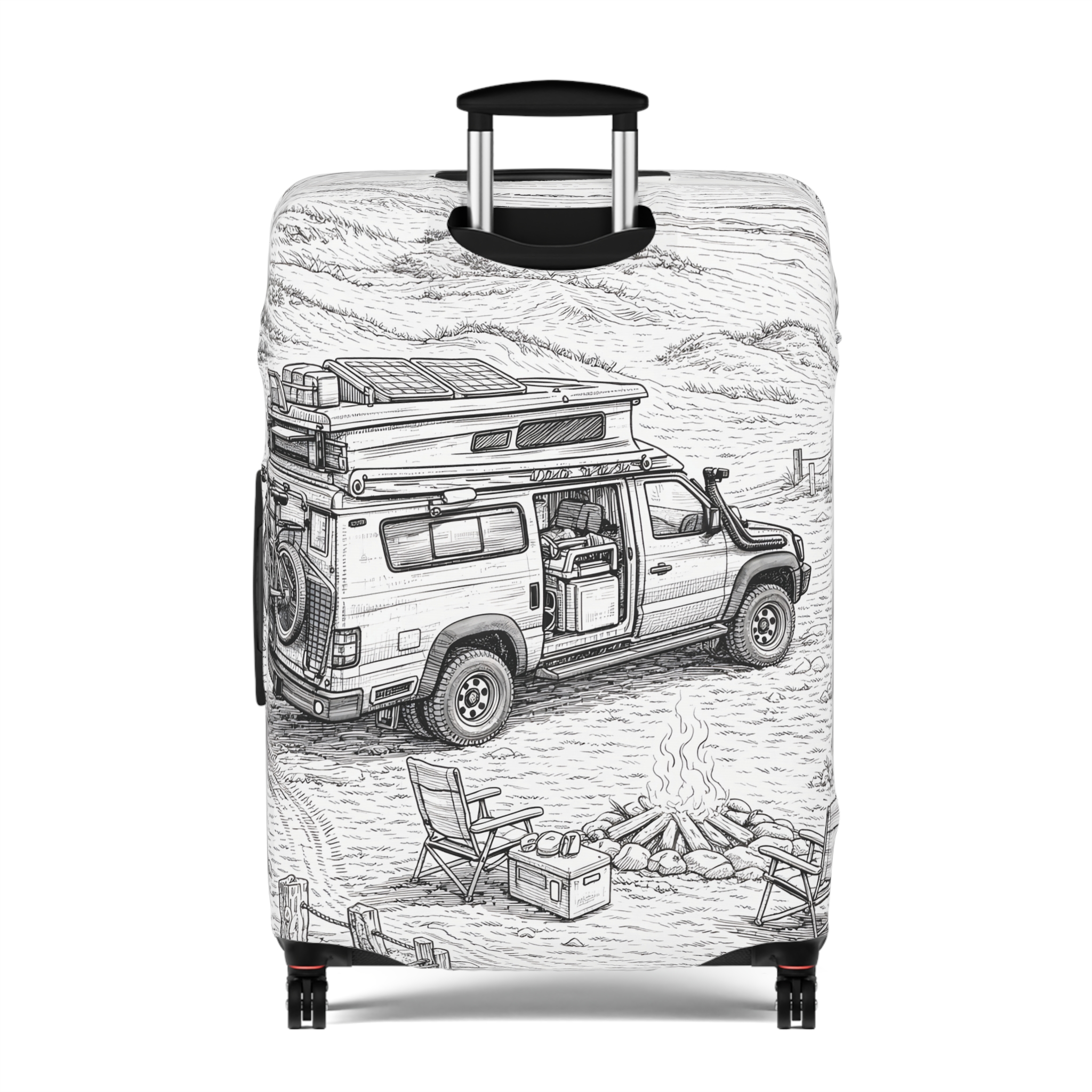 Luggage Cover — Adventure Camper Sketch Travel Suitcase