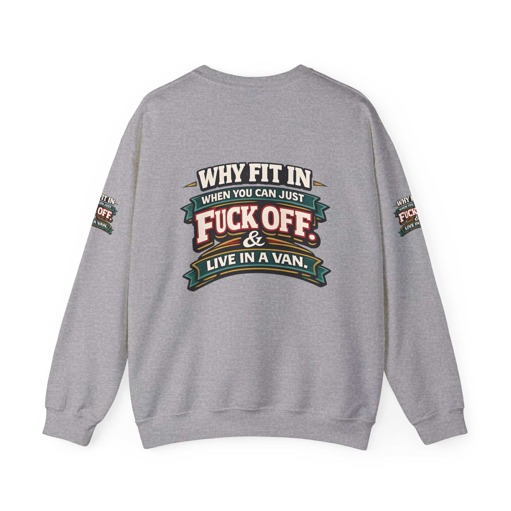Unisex Heavy Blend™ Crewneck Sweatshirt — "Why Fit In" Design F**K-Line