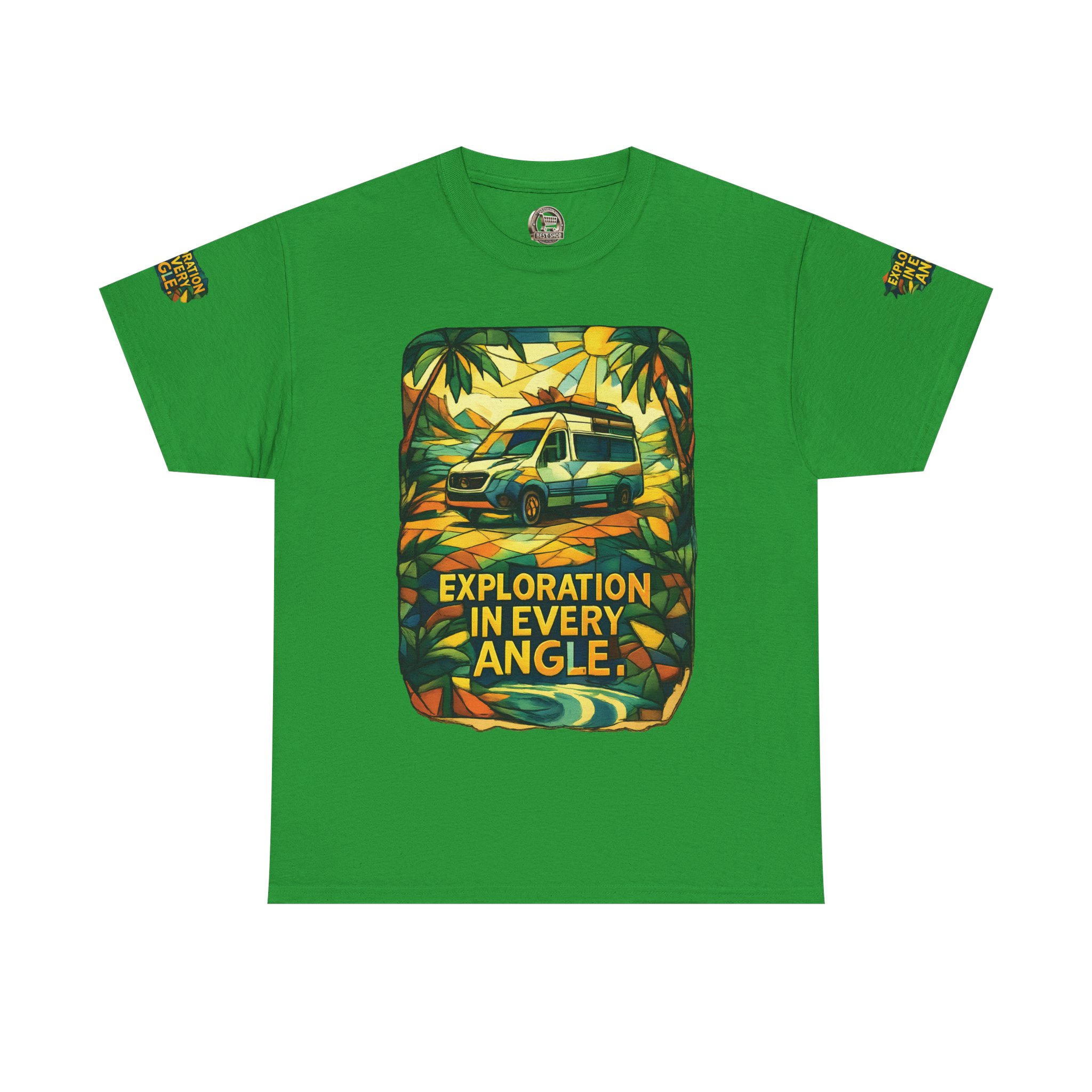 Unisex Heavy Cotton Tee — "Exploration In Every Angle" Design Cubic-Line