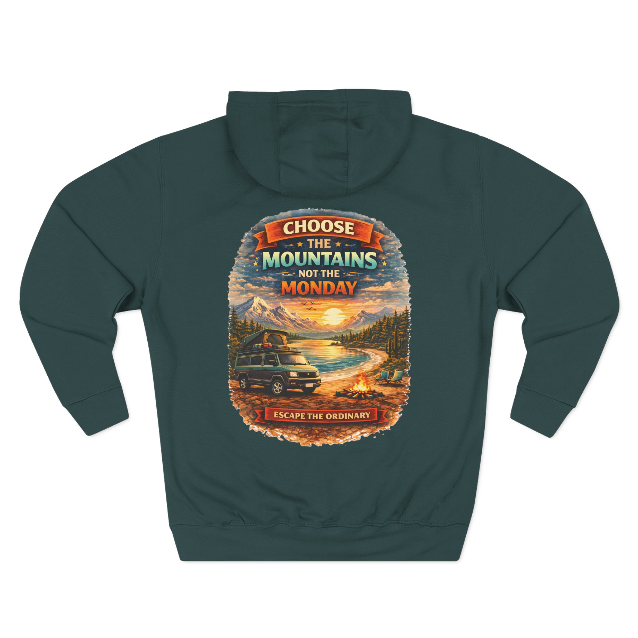 Three-Panel Fleece Hoodie - "Choose The Mountens" Design Scenic-Line