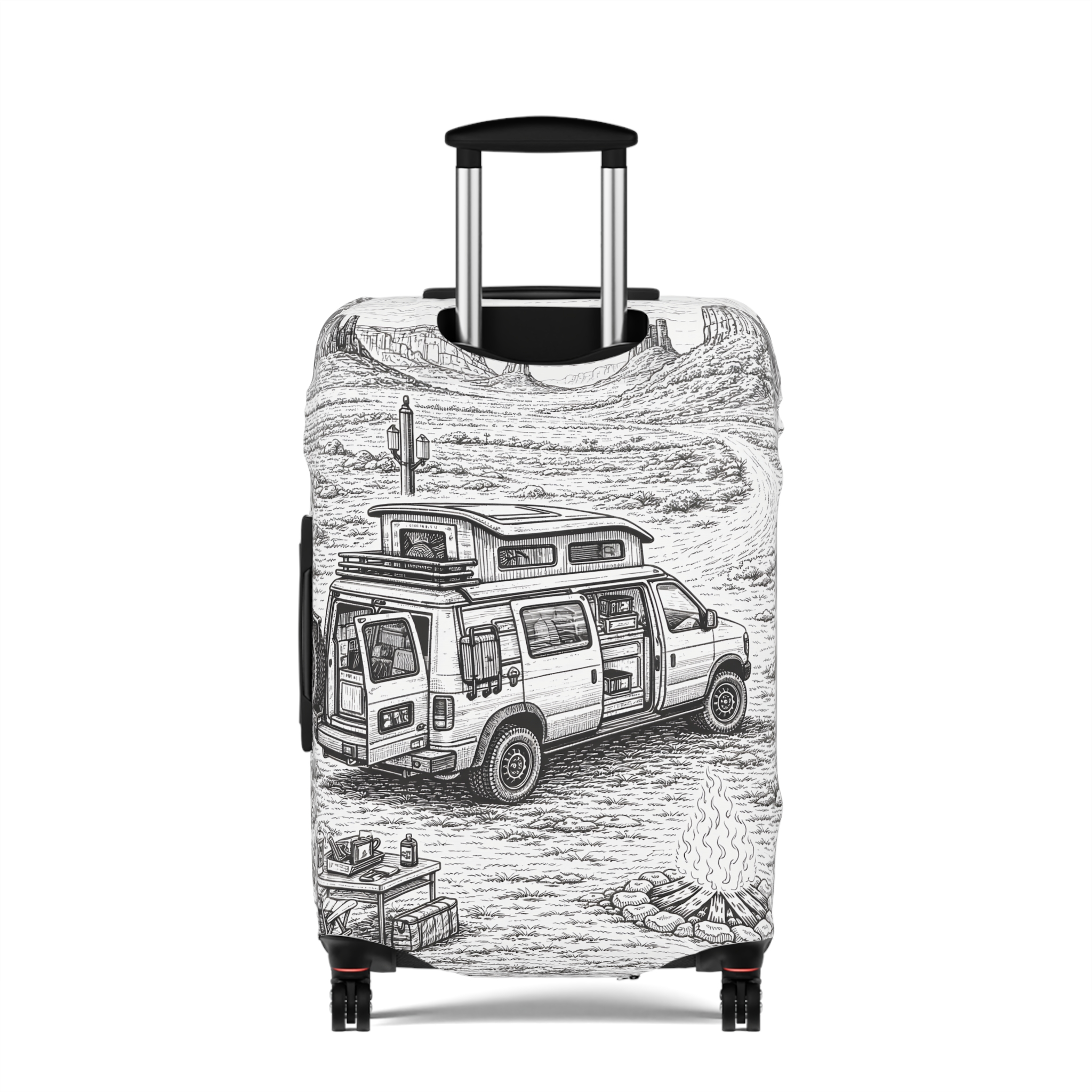 2626993537748260887_2048.jpeg Luggage Cover — Adventure Camper Sketch Travel Suitcase