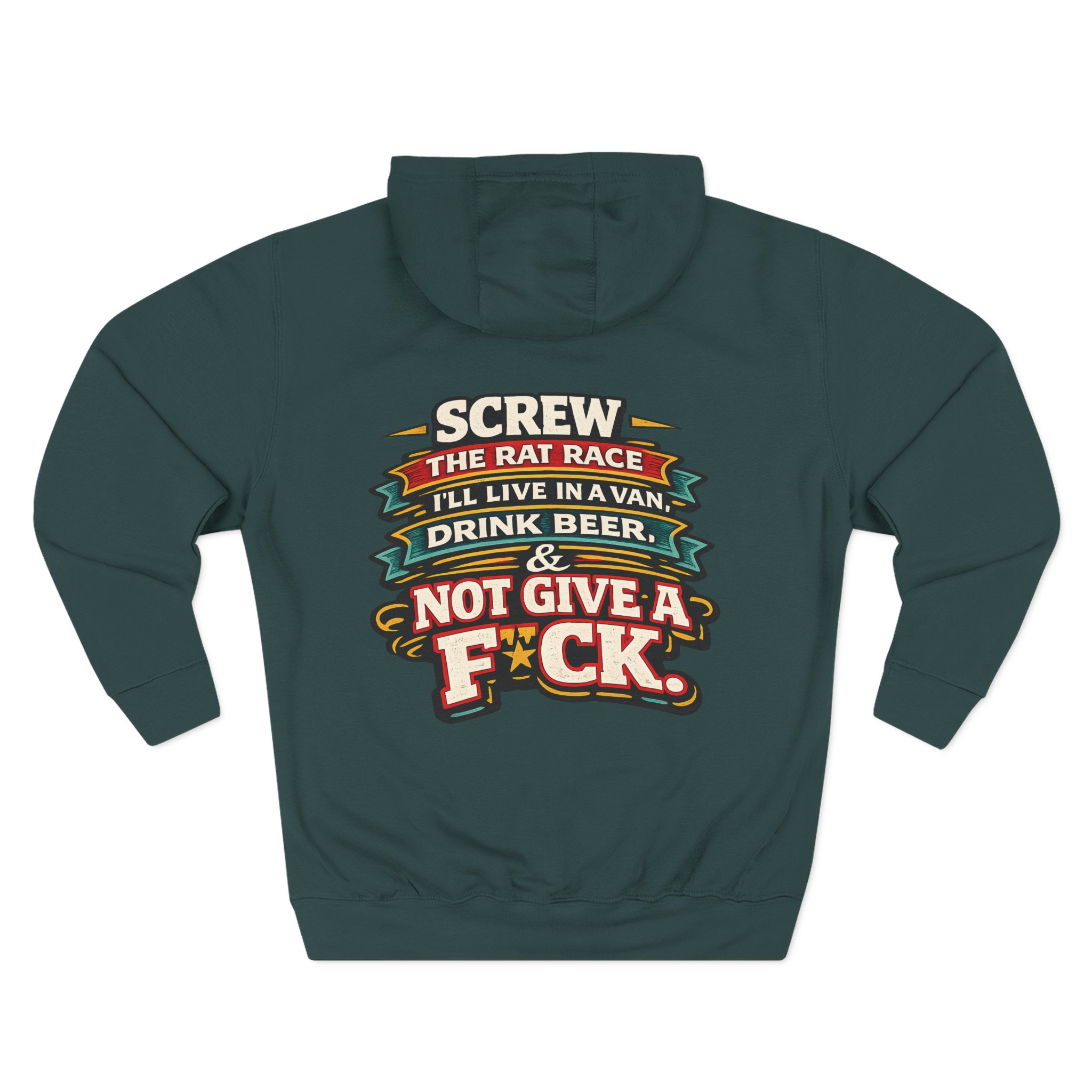 2630619613544173658_2048.jpeg Three-Panel Fleece Hoodie - "Screw The Rat Race" Design F**K-Line