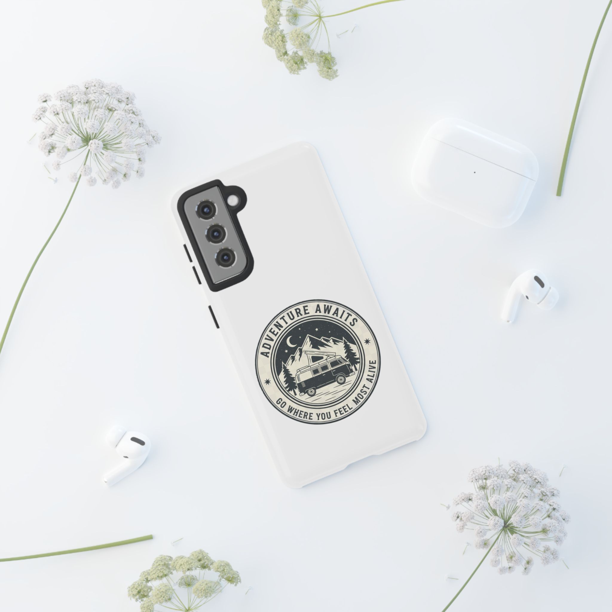Phone Case — "Adventure Awaits-Go Where You Feel Most Alive" Camper Van Design