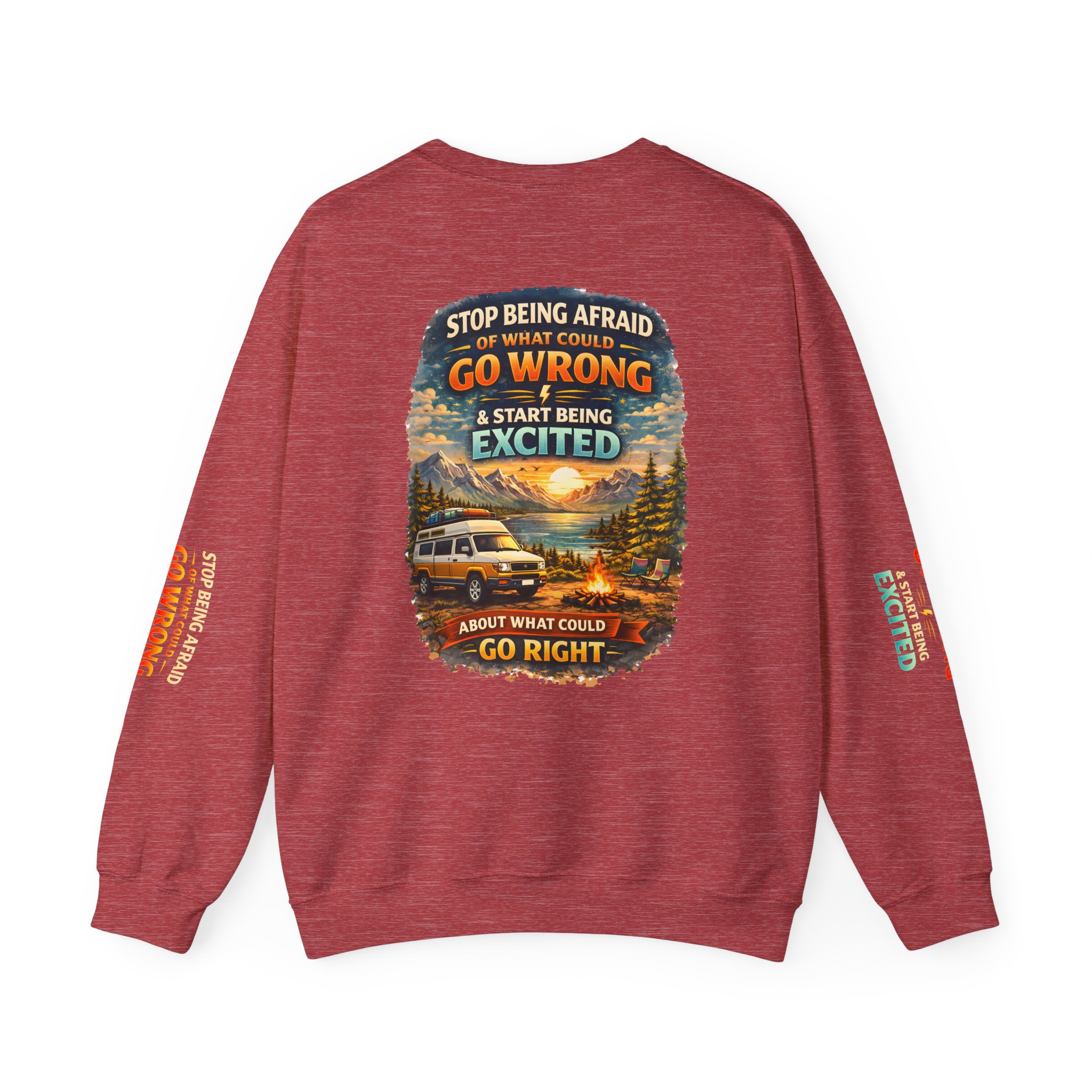 Unisex Heavy Blend™ Crewneck Sweatshirt — "Stop Being Afraid Of What Could Go Wrong" Design Scenic-Line