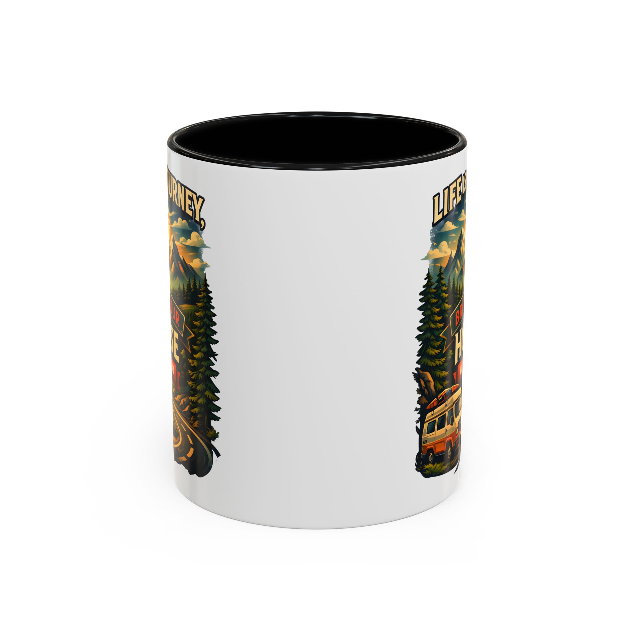 2638327221778434219_2048.jpeg Accent Coffee Mug (11, 15oz) — "Live Is A Journey-Bring Your House With You" Design Scenic-Line