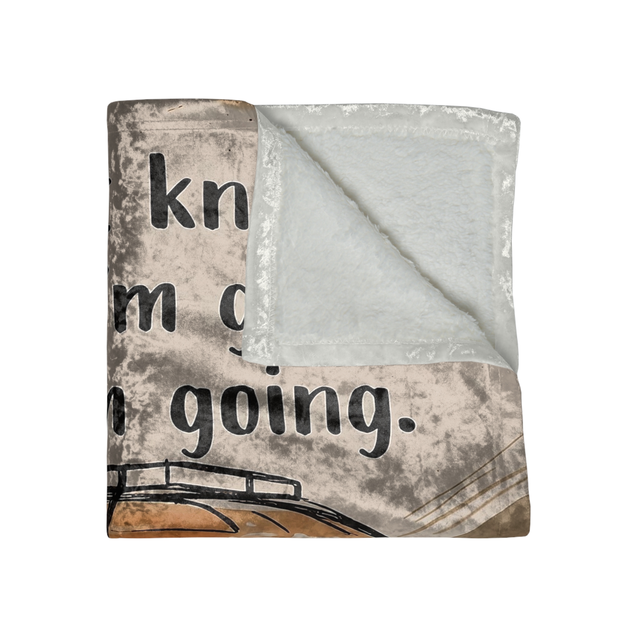Crushed Velvet Blanket — 'I Don't Know Where I'm Going' Retro Van Throw