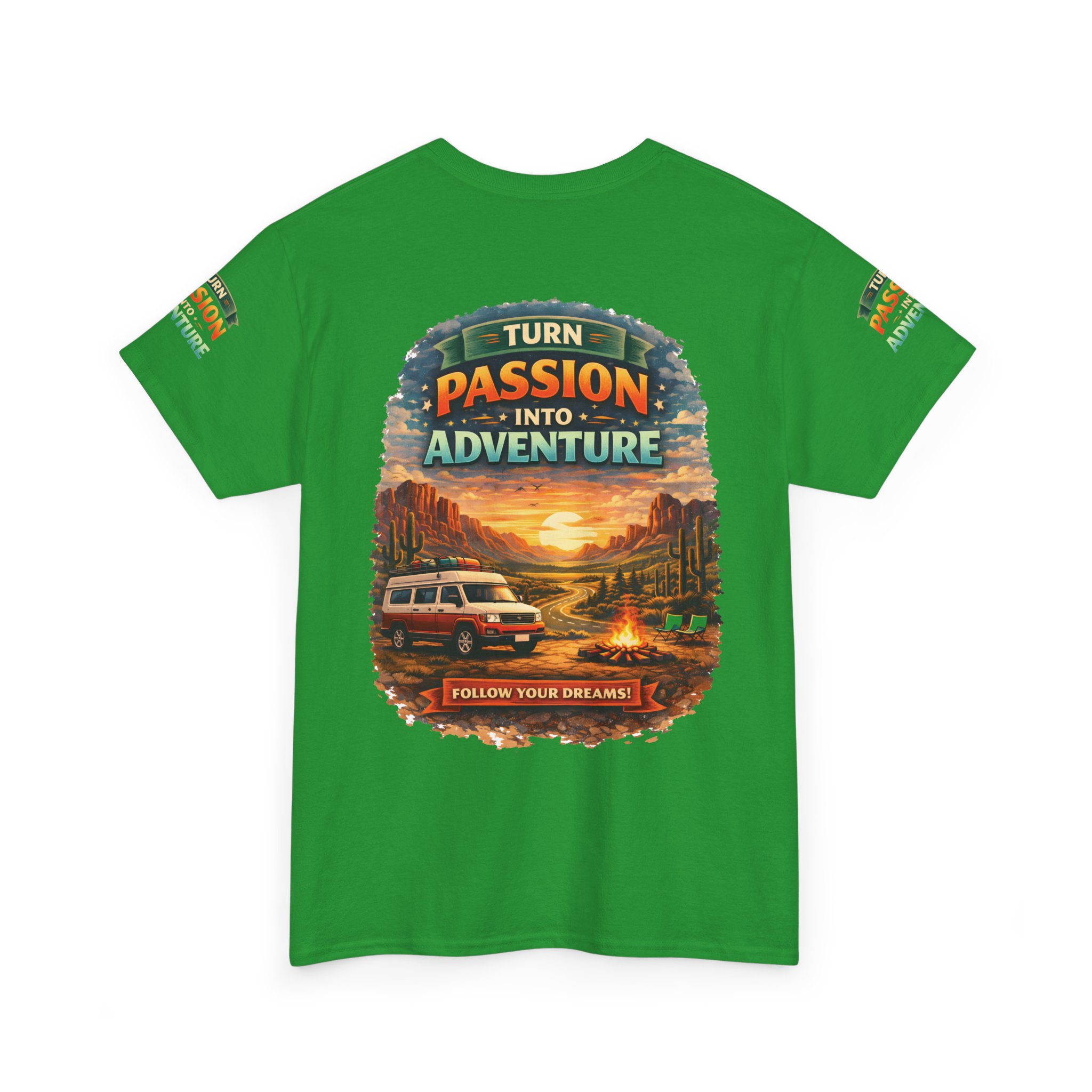 Unisex Heavy Cotton Tee — "Turn Passion Into Adventure" Design Scenic-Line