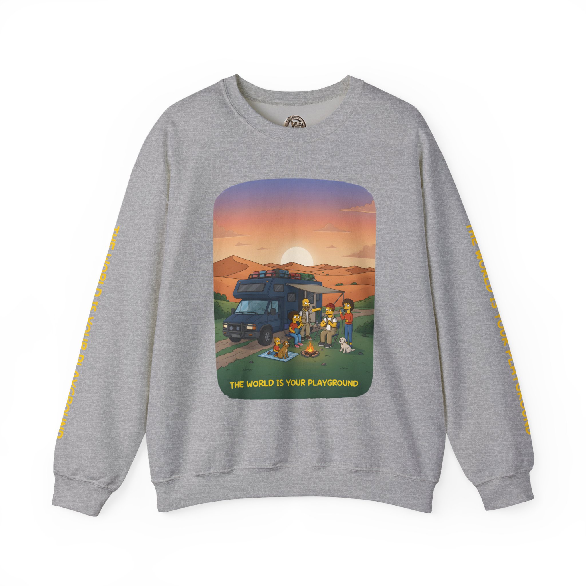Unisex Heavy Blend™ Crewneck Sweatshirt — "The World Is Your playground" Design Sitcom-Line