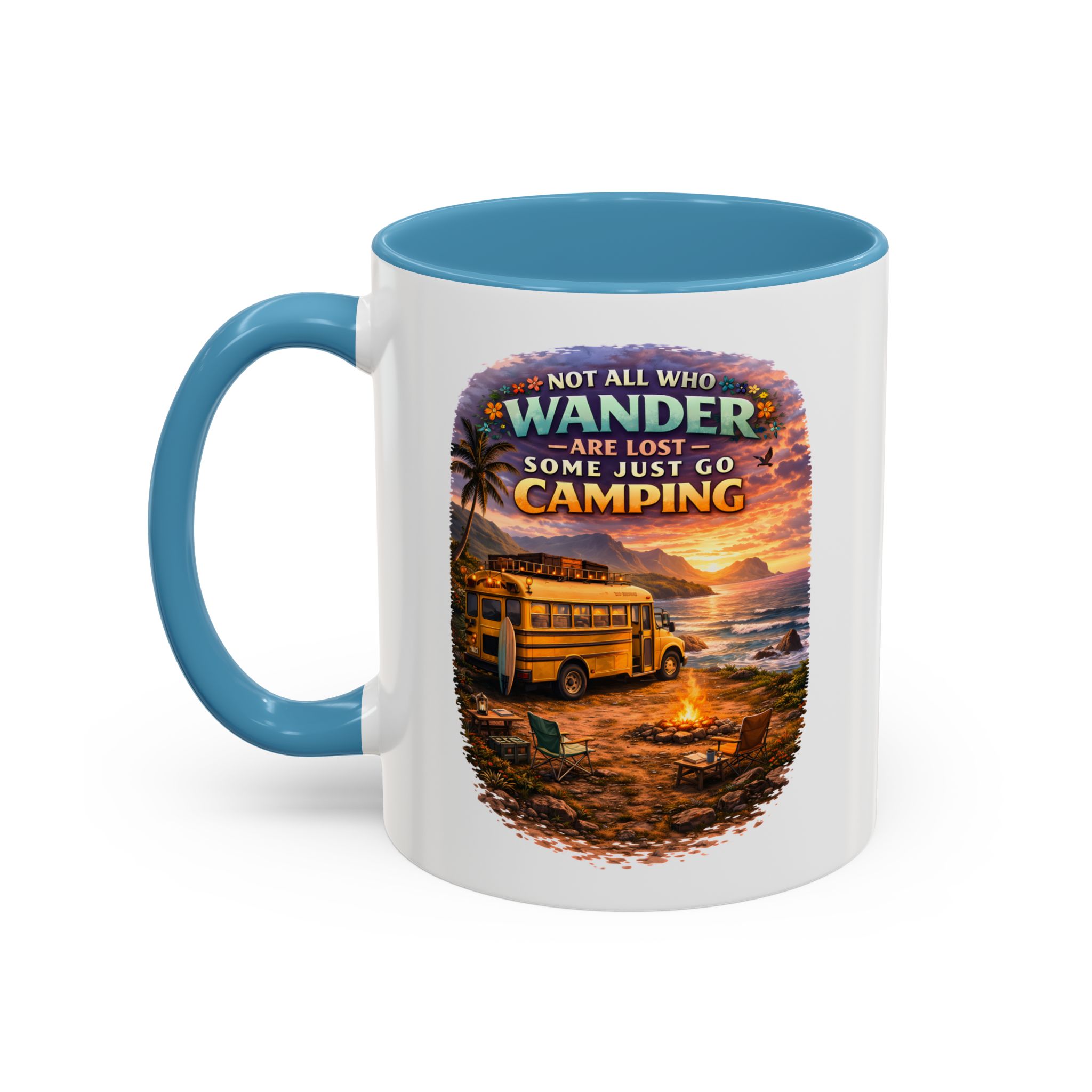 Accent Coffee Mug (11, 15oz) — "Not All Who Wander Are Lost" Design Scenic-Line