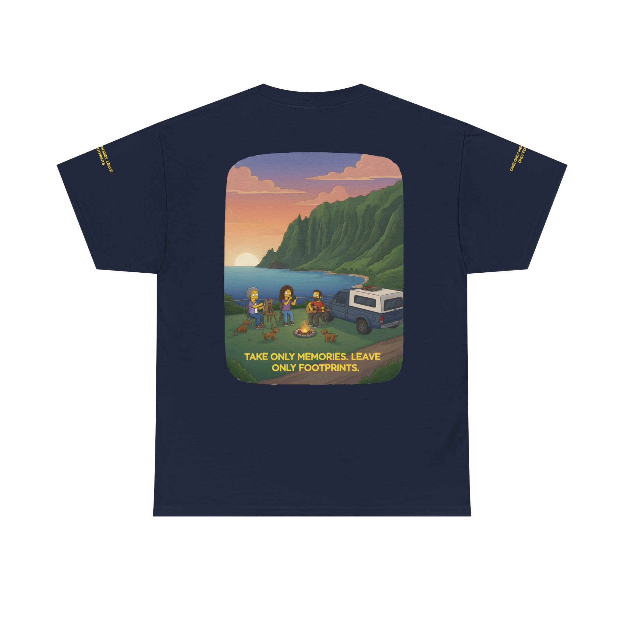 Unisex Heavy Cotton Tee — "Take Only Memories-Leave Only Footprints" Design Sitcom-Line