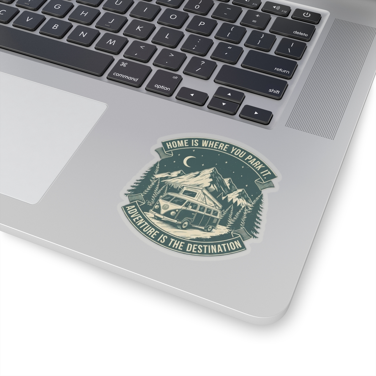 Round Sticker — "Home Is Where You Park It-Adventure is the destination" Camper Van Decal
