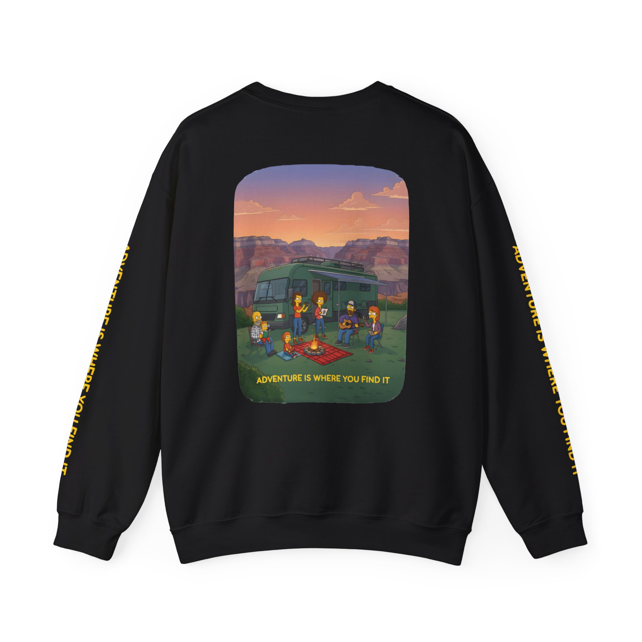 Unisex Heavy Blend™ Crewneck Sweatshirt — "Adventure Is Where You Find It" Design Sitcom-Line